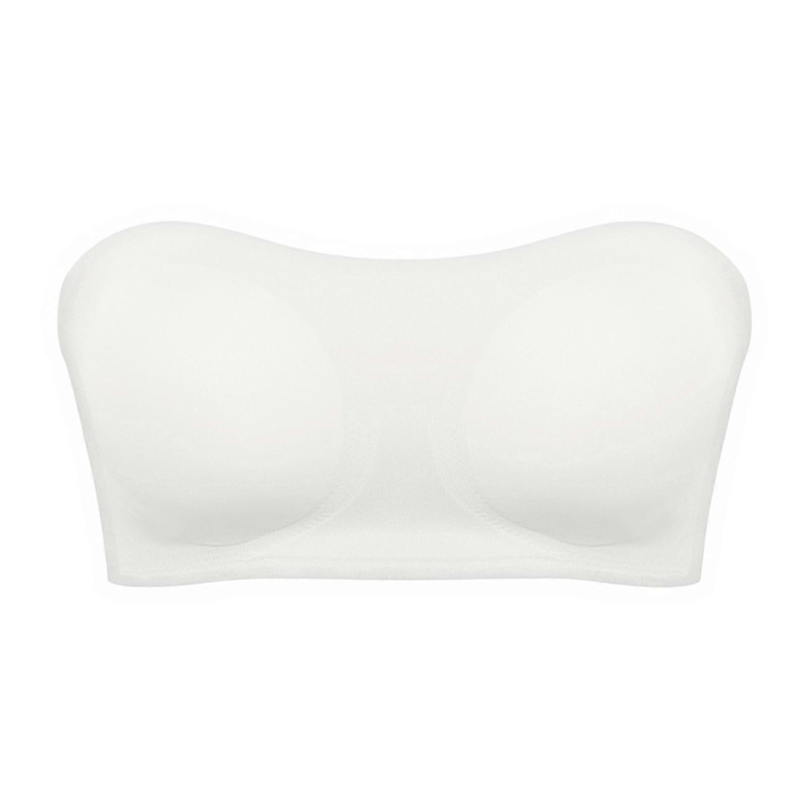 Comfortable Strapless Bra for Women Feature No Strap Design and Natural Tone Bralette for Invisible Look White XL