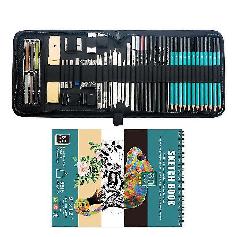 50 in 1 Sketch Pencil Tool Set High-Gloss Metal Pen Carbon Pen Painting Art Set