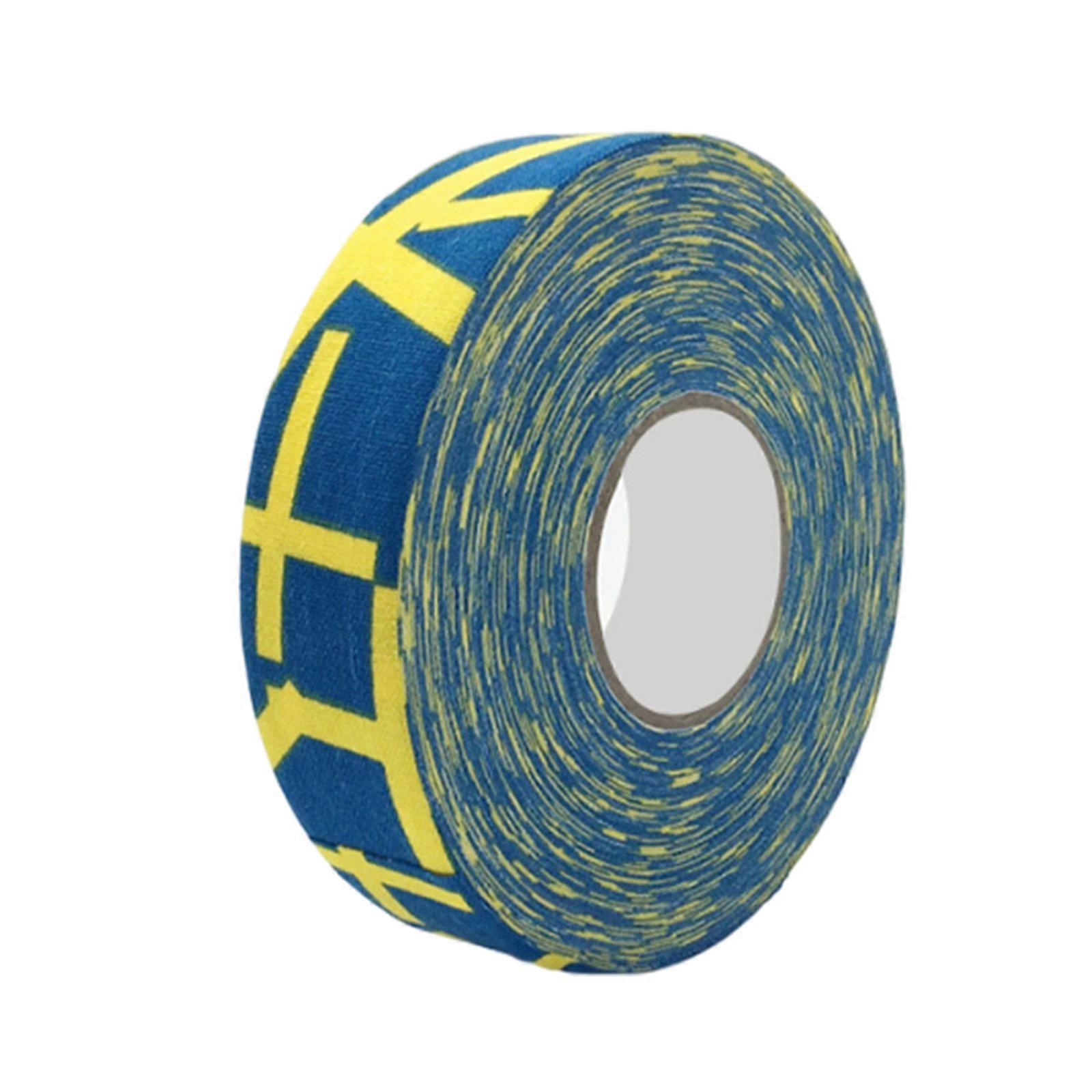 2.5cmx25mホッケースティックテープの1ロール、スポーツアイスホッケーグリップテープバドミントングリップ用滑り止め布アイスホッケーテープ黄色プラスサイン