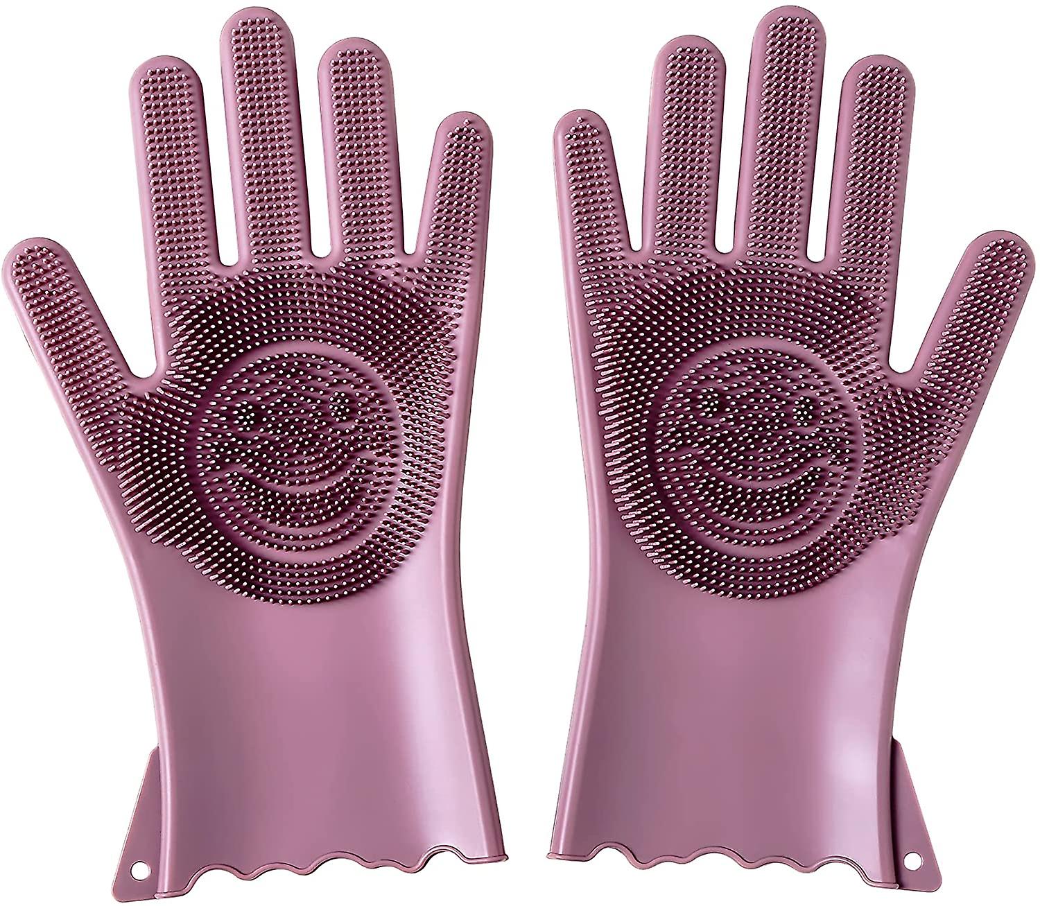 Dishwasher Gloves, Kitchen Cleaning Gloves, Reusable Multifunctional Silicone Gloves Pink
