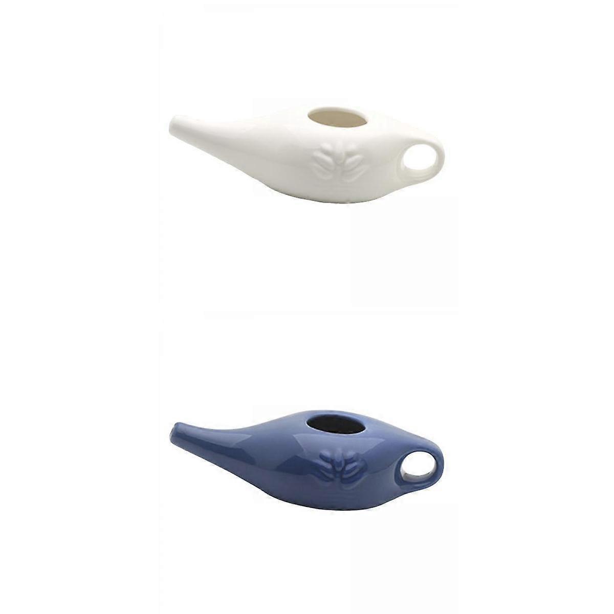 2Pcs 250ml Ceramic Neti Pot Nose Cleaning Pot for Removes Dust Nose Washing