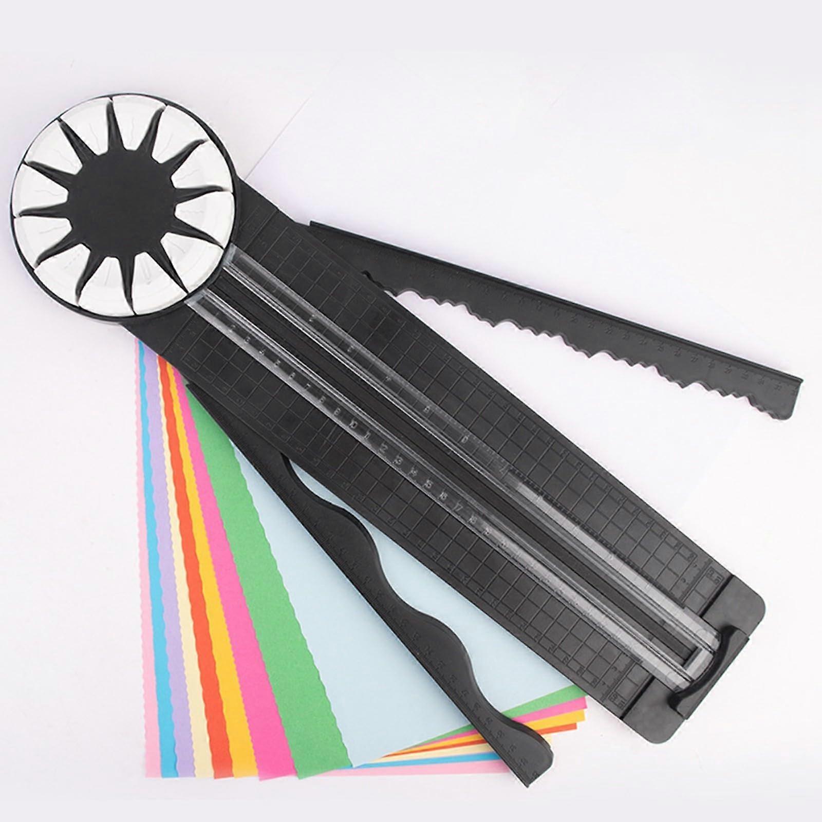 12 in 1 Roll Paper Cutter, Edge Cutter Trimmer for Photo Cards Scrapbooking (Black)