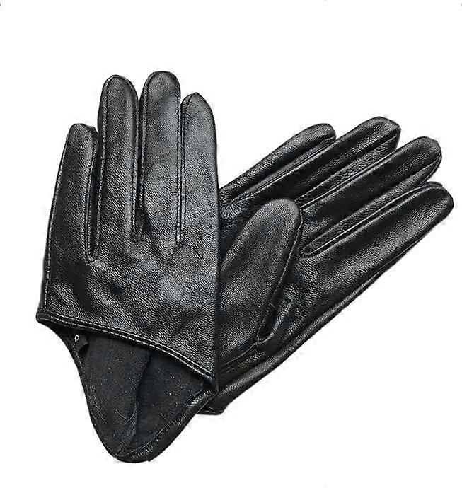 Plain Half Gloves Short Driving Gloves Model R1169 Size S Black
