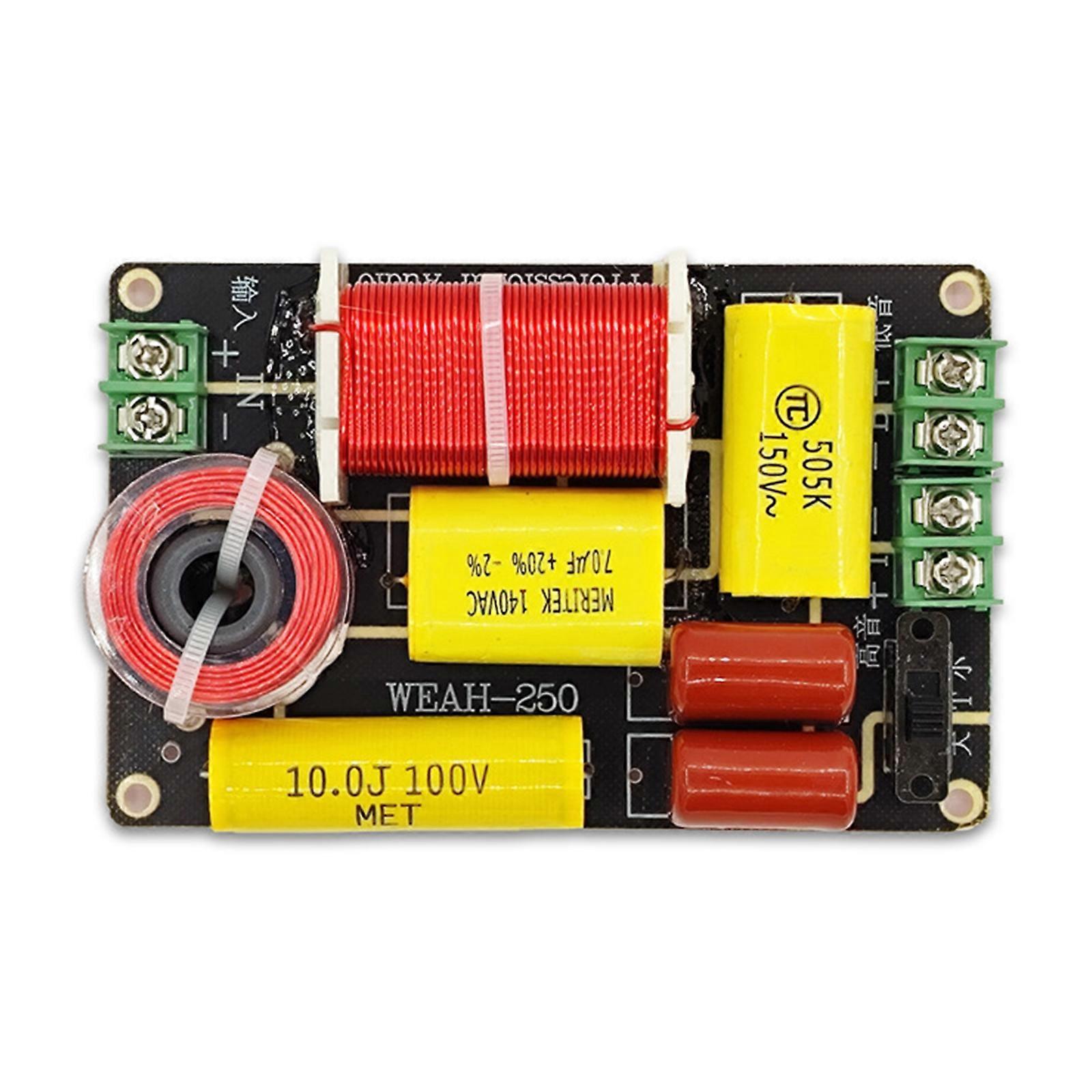 2 Way Audio Speaker Frequency Divider Module Treble Bass Hi-Fi Audio Crossover Filter Distributor Board for DIY Speaker