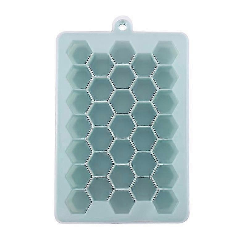 2 Packungen Silikon-Eiswürfelformen mit Deckel, 33-Tablett, blau