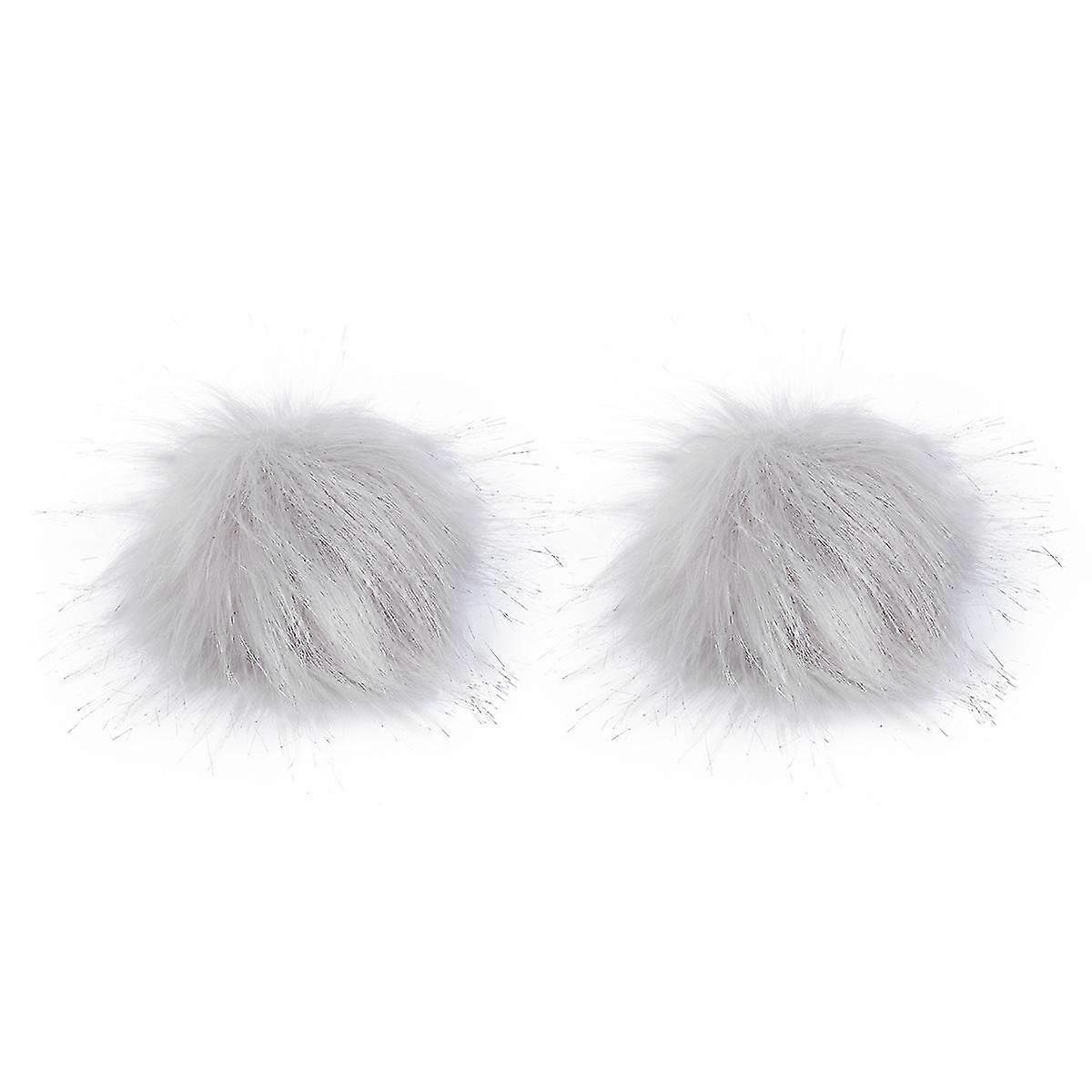 2pcs Artificial Wool Fuzzy Ball Decorative Hat Fuzzy Ball Clothes
