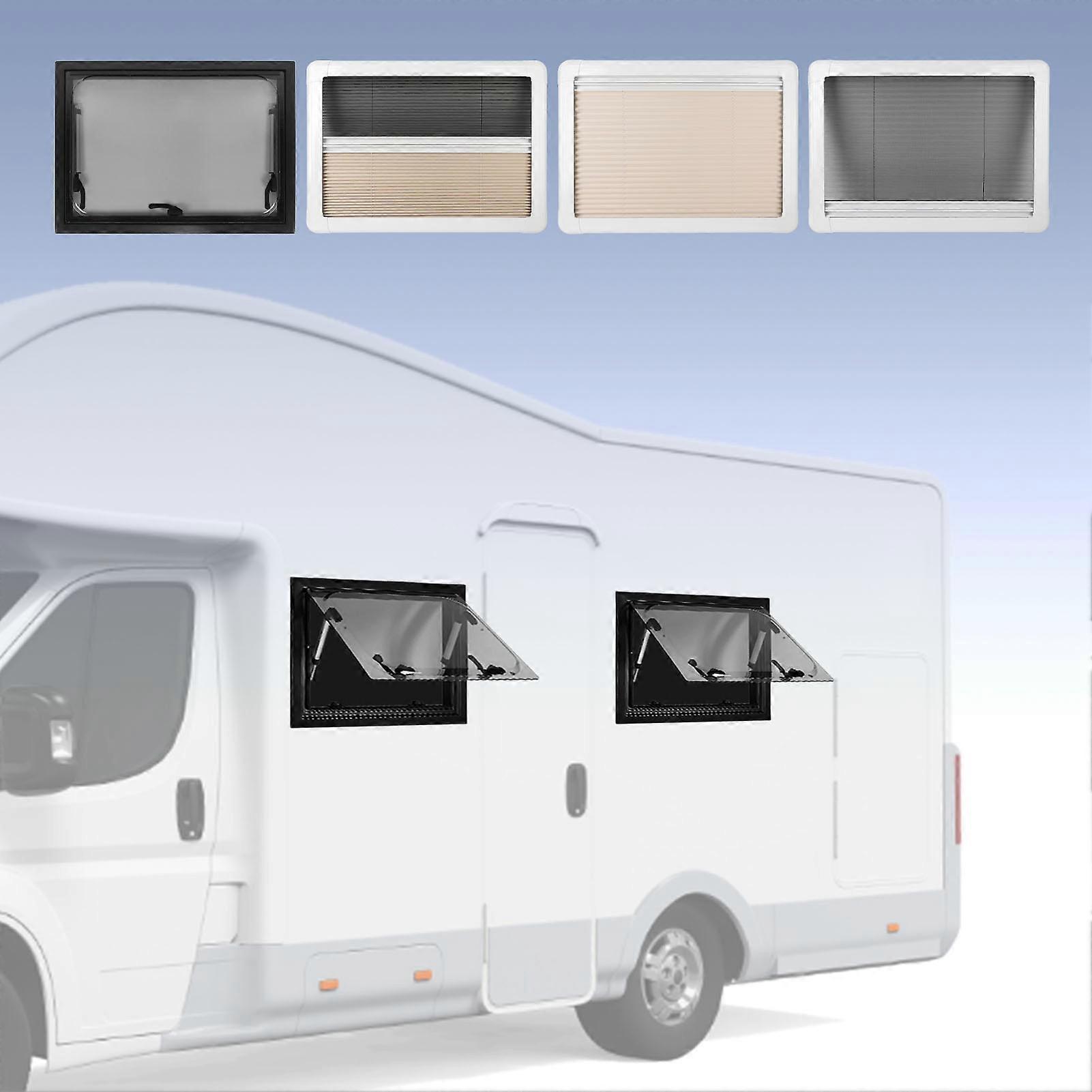 28 X 16 Inch RV Window with Screen Sunshade Double Layer Right Angle Push Out Window for Trailer