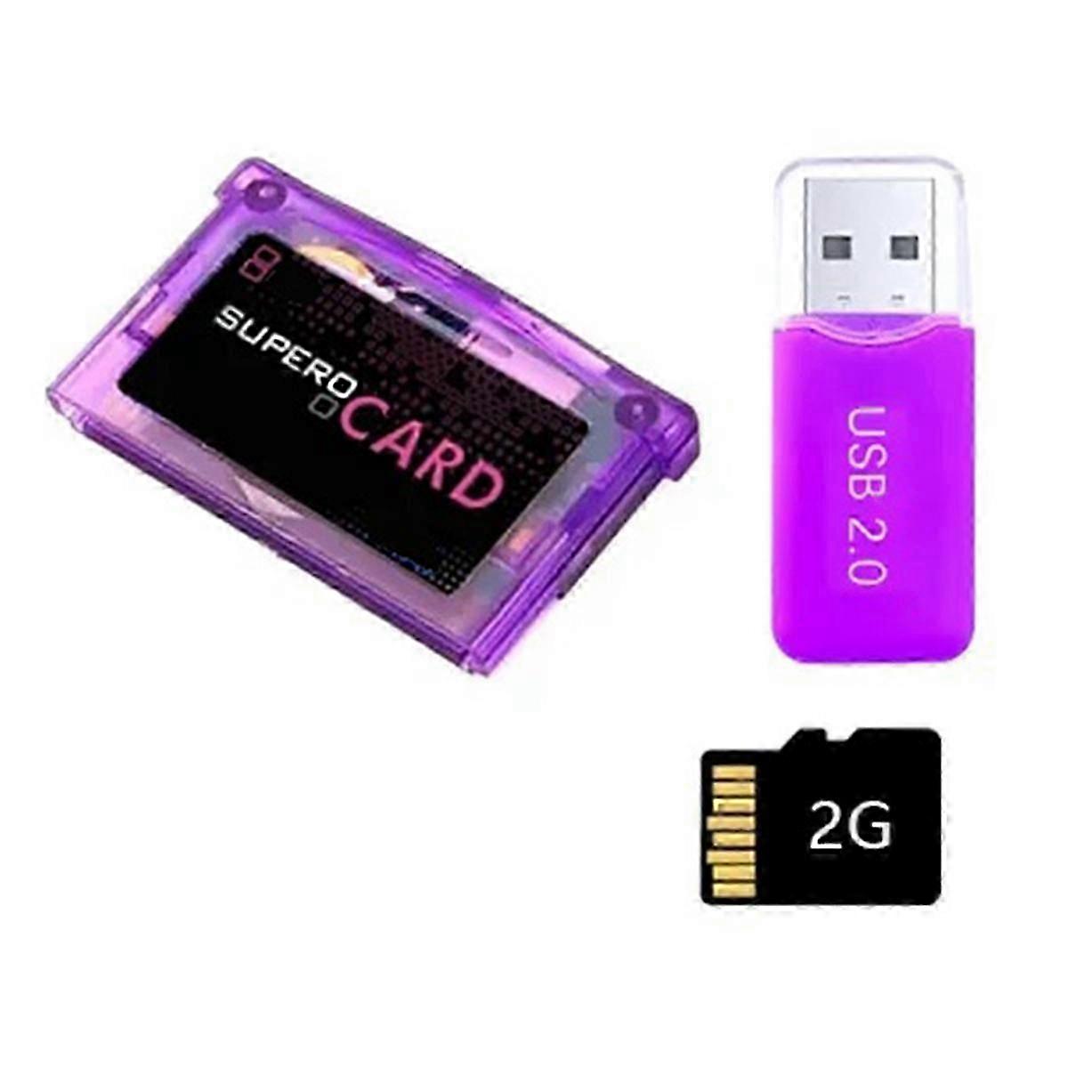 2025 för SuperCard Mini Micro-SD-kortadapter+2 GB minneskort för GBA SP GBM IDS NDS NDS Lite Game Cartri