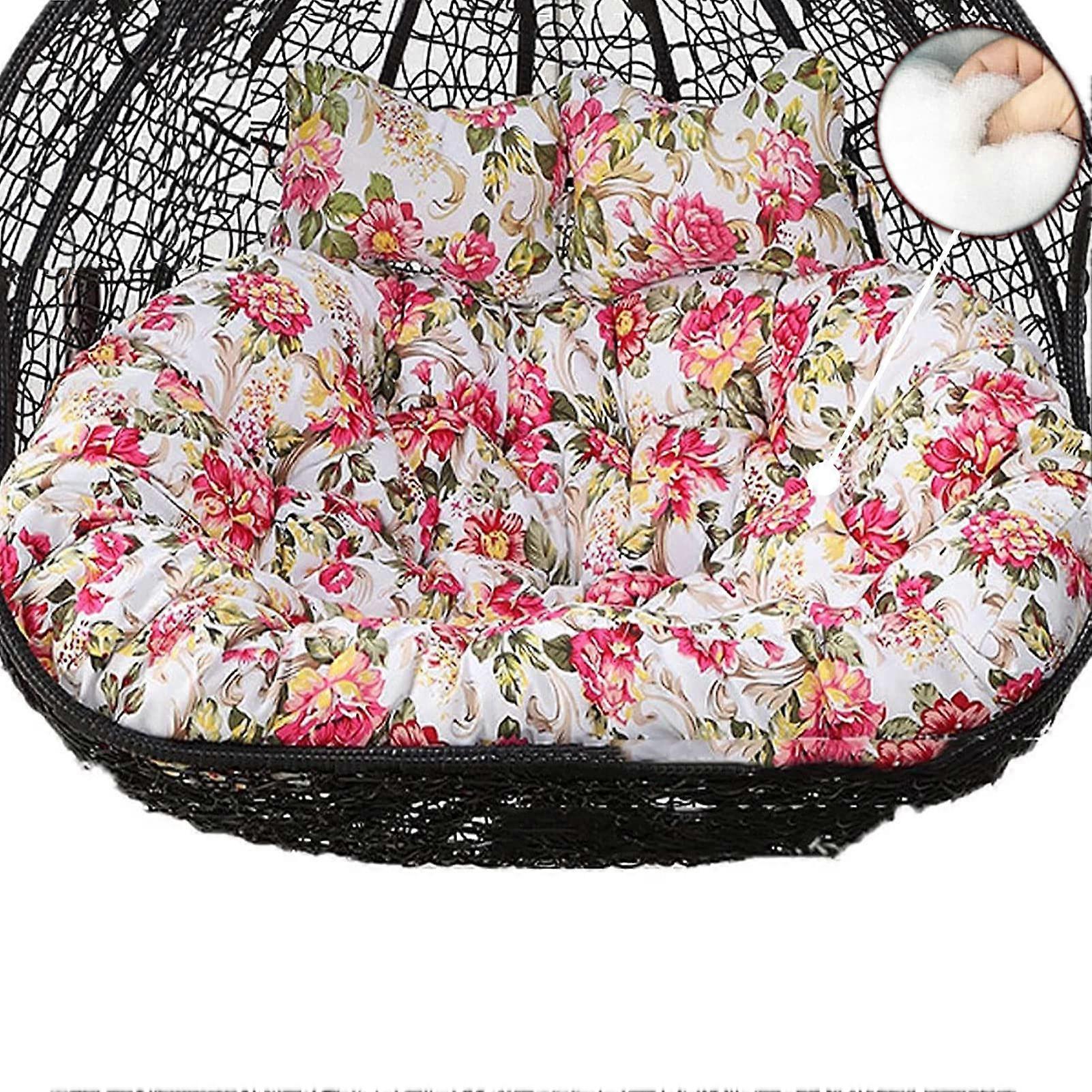 Double Egg Chair Cushion Outdoor with Headrest Large Thick Garden Swing Seat Pad Washable Ideal for Yard Balcony Flower Design 2 Person Capacity