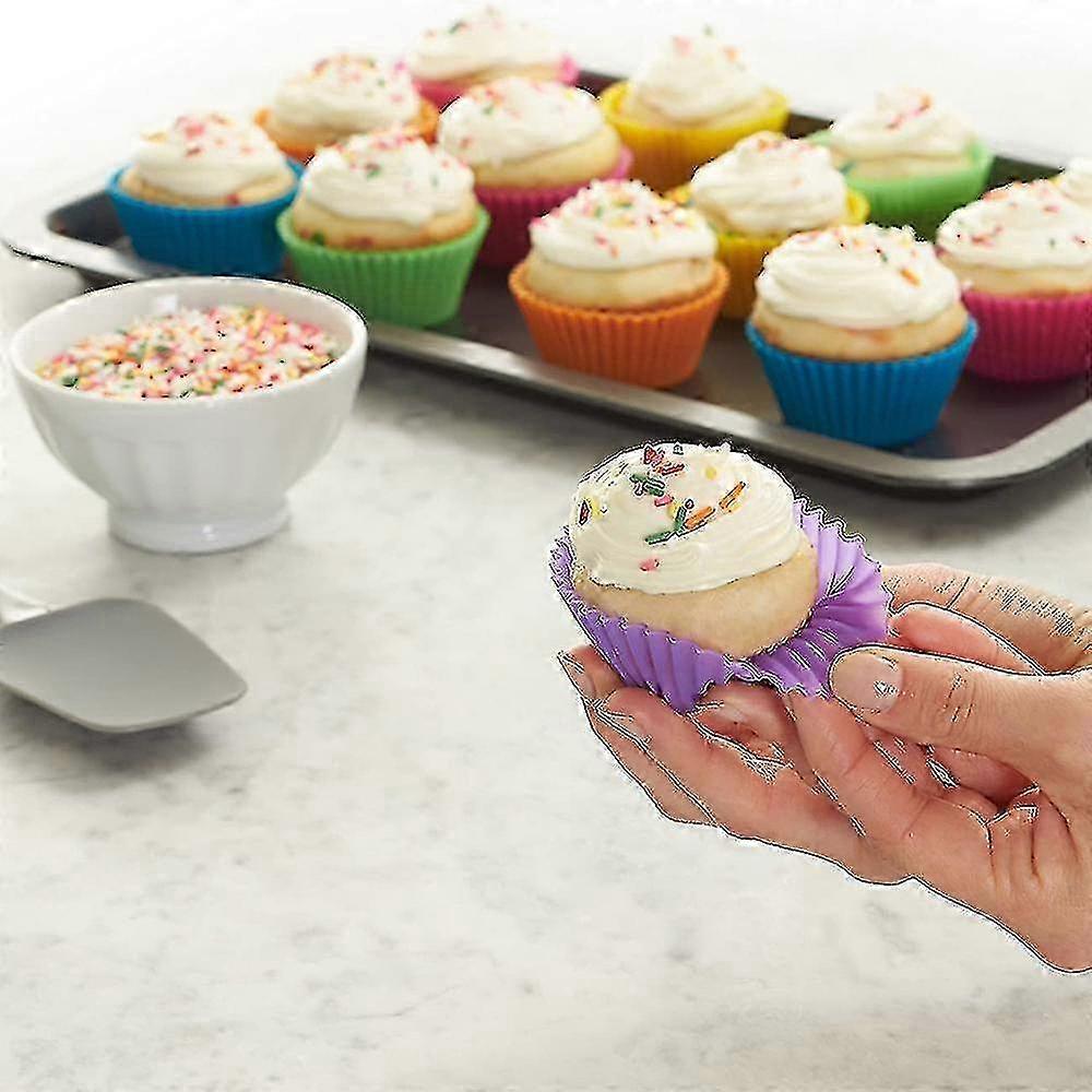 Återanvändbara muffinsfoder i silikon, non-stick bakformar för semester - 24st