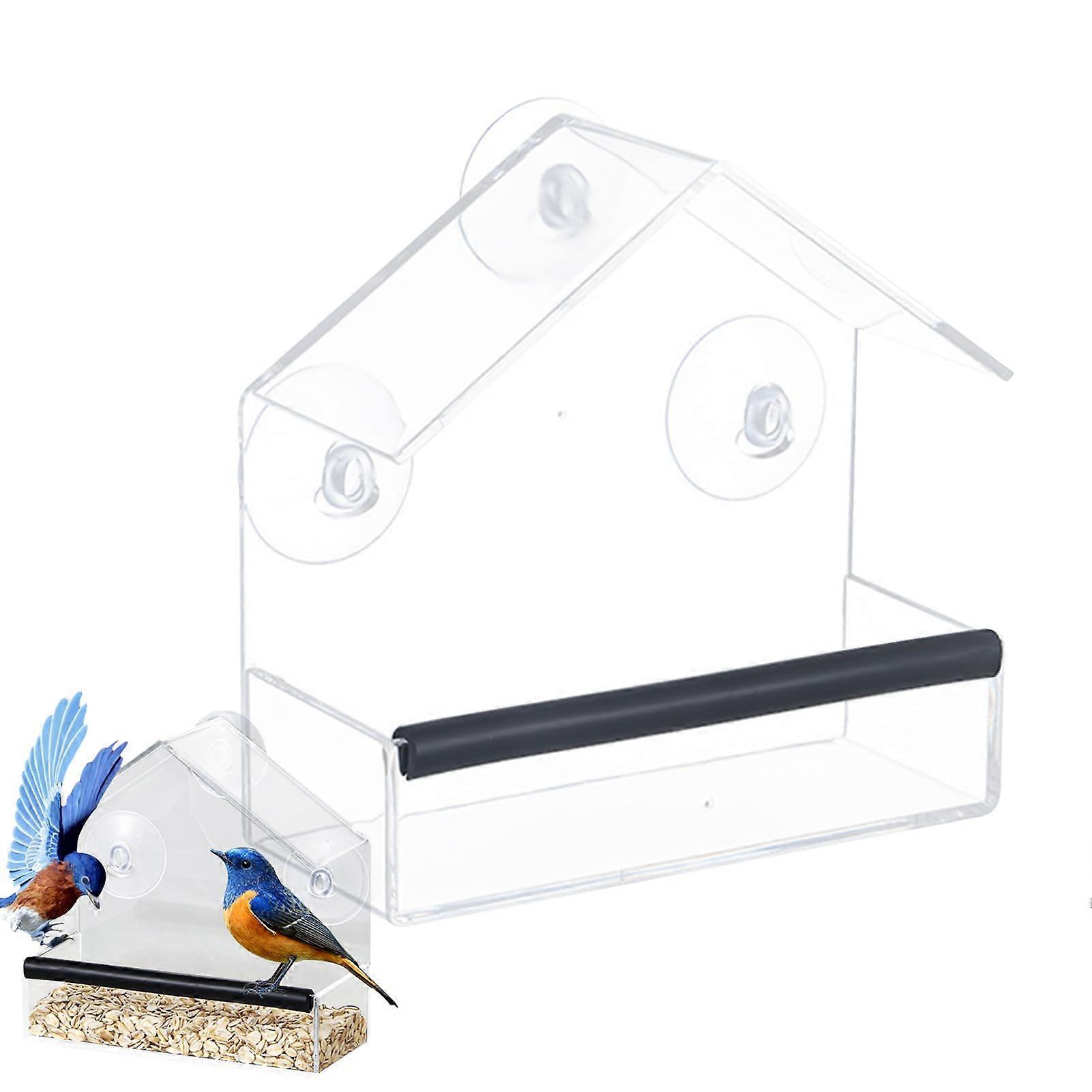 Window Bird Feeder with Suction Cup Mount – Trace-Free Acrylic Hummingbird Feeder for Finch and Tit Decoration