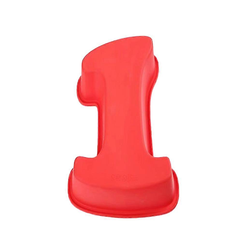 Number Cake Molds Nonstick Reusable Microwave Safe Baking Tool for Chocolate Dessert Decoration Red 1Set