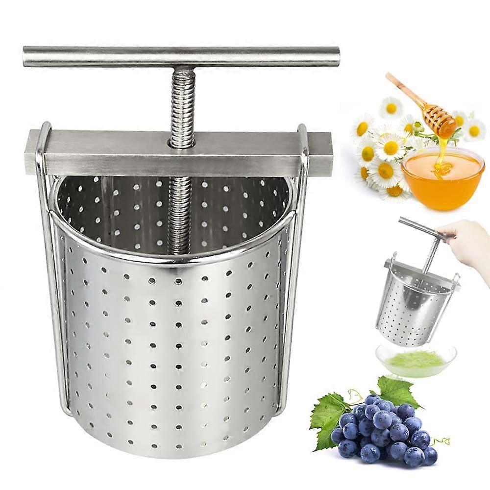 Handoperated fruit press, stainless steel tool for dehydrating vegetables, separating juice and residue