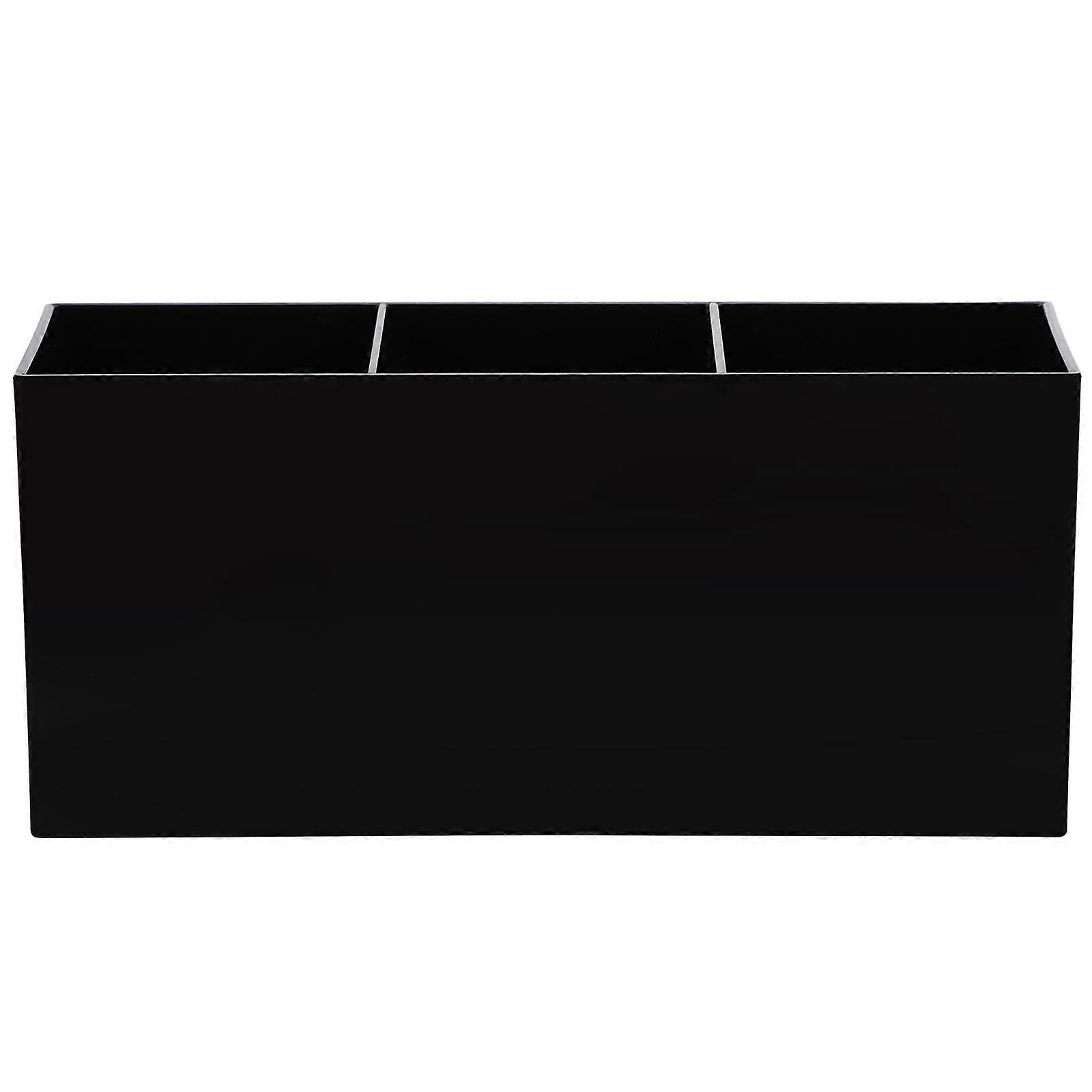 Acrylic Storage Rack for Desk with 3 Grids Transparent Stationery Holder Lipstick Pen Container