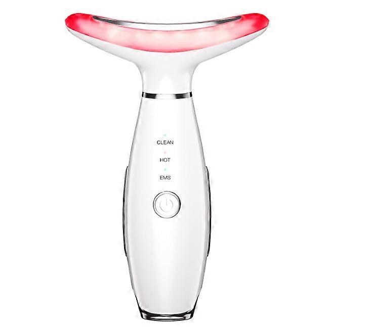 3-in-1 Beauty Massager for Face and Neck, Based on Triple Action LED, Thermal, and Vibration Technologies for Skin Care,Improve,Firm(White)