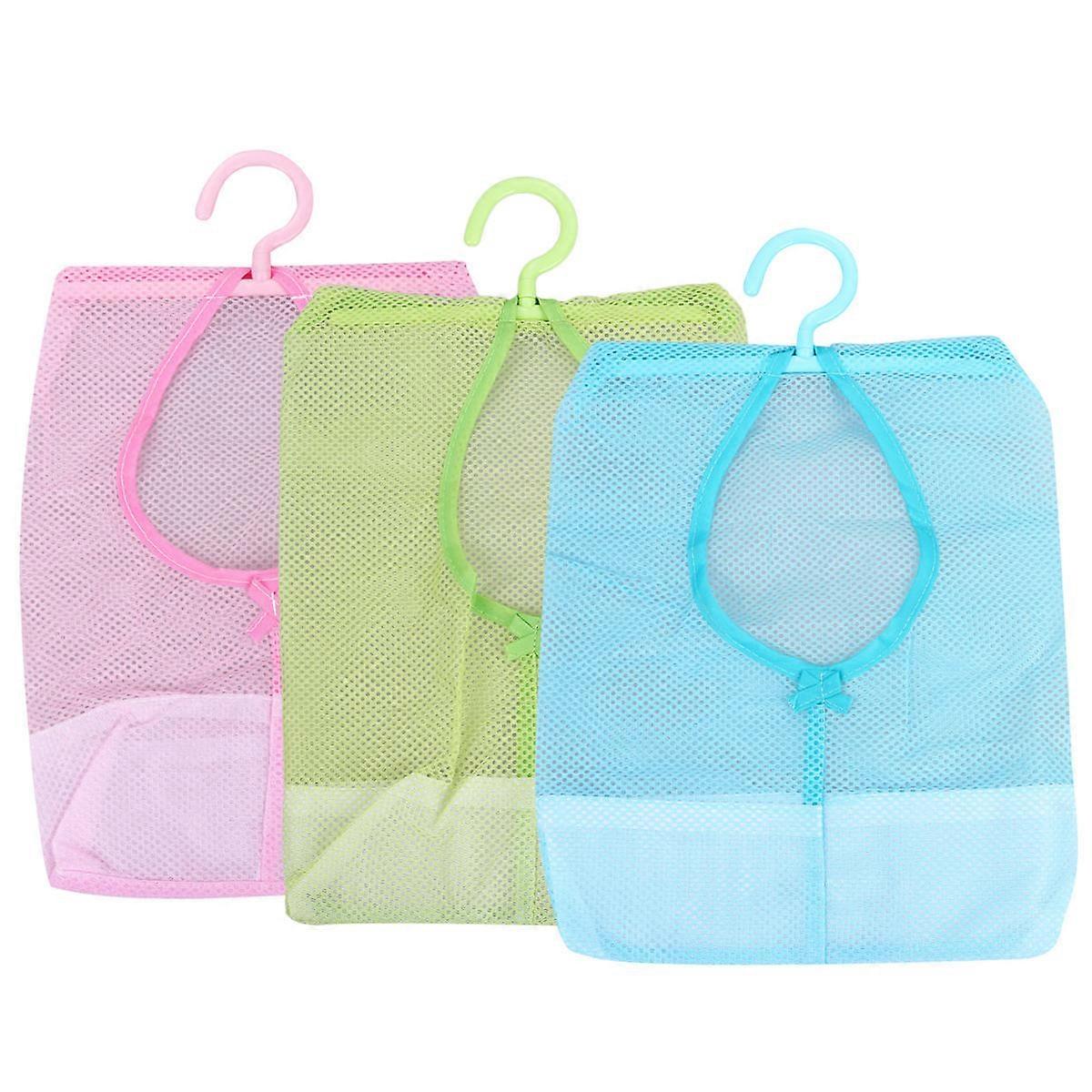 Multi Purpose Storage Bag Drying Net Pink High Density Mesh Fabric Household Users 3Set