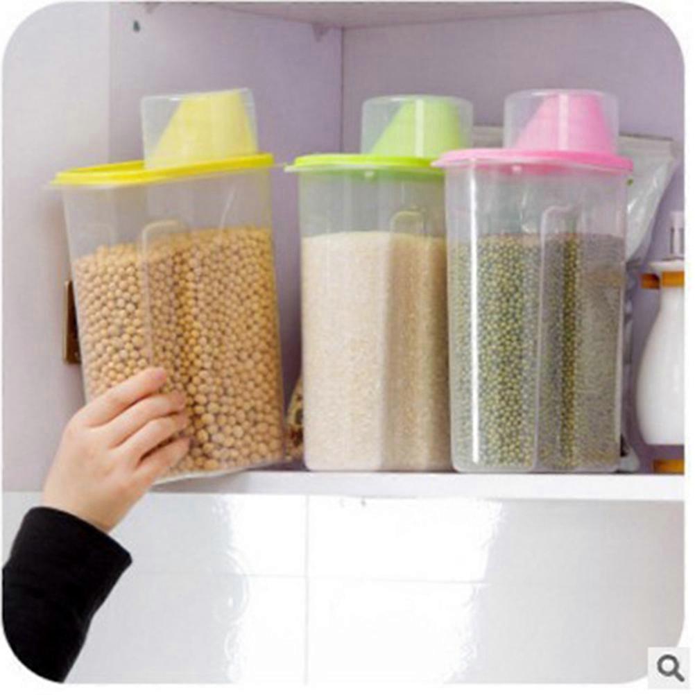 Sealed Grain Jar Cylindrical Shape Plastic Storage Container for Tea Coffee Beans Dried Fruits 22x9cm 2Pcs
