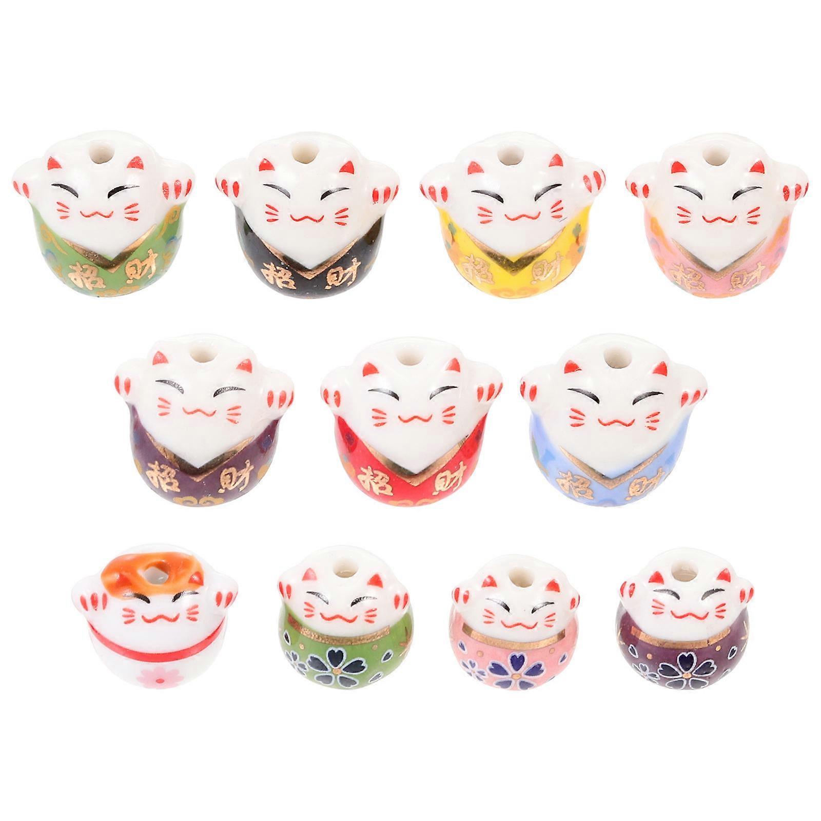 12pcs Delicate Ceramic DIY Beads with Adorable Patterns for Jewelry Making, Keychains, and Handcrafted Crafts – Safe and Durable Material