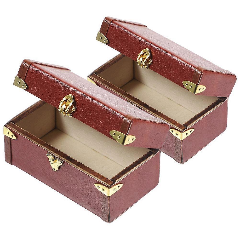 Mini Storage Box Tiny Storage Box Children Doll House Ornament Rectangular 6.00X3.20X3.20CM Vintage 2Pcs