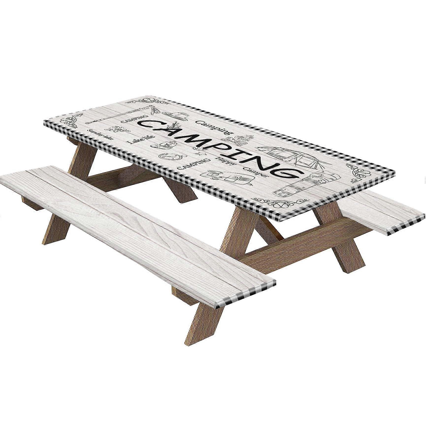 72 x 30 Inch Elastic Tablecloths 3pcs/Set, OilResistant Picnic Table Cover with Bench Covers, Windproof Ref: 4518