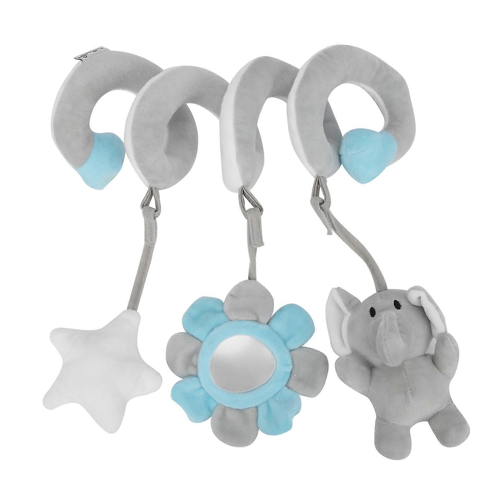 Spiral Activity Rattle for Stroller, Newborn Soothing Toy, Grey Plush