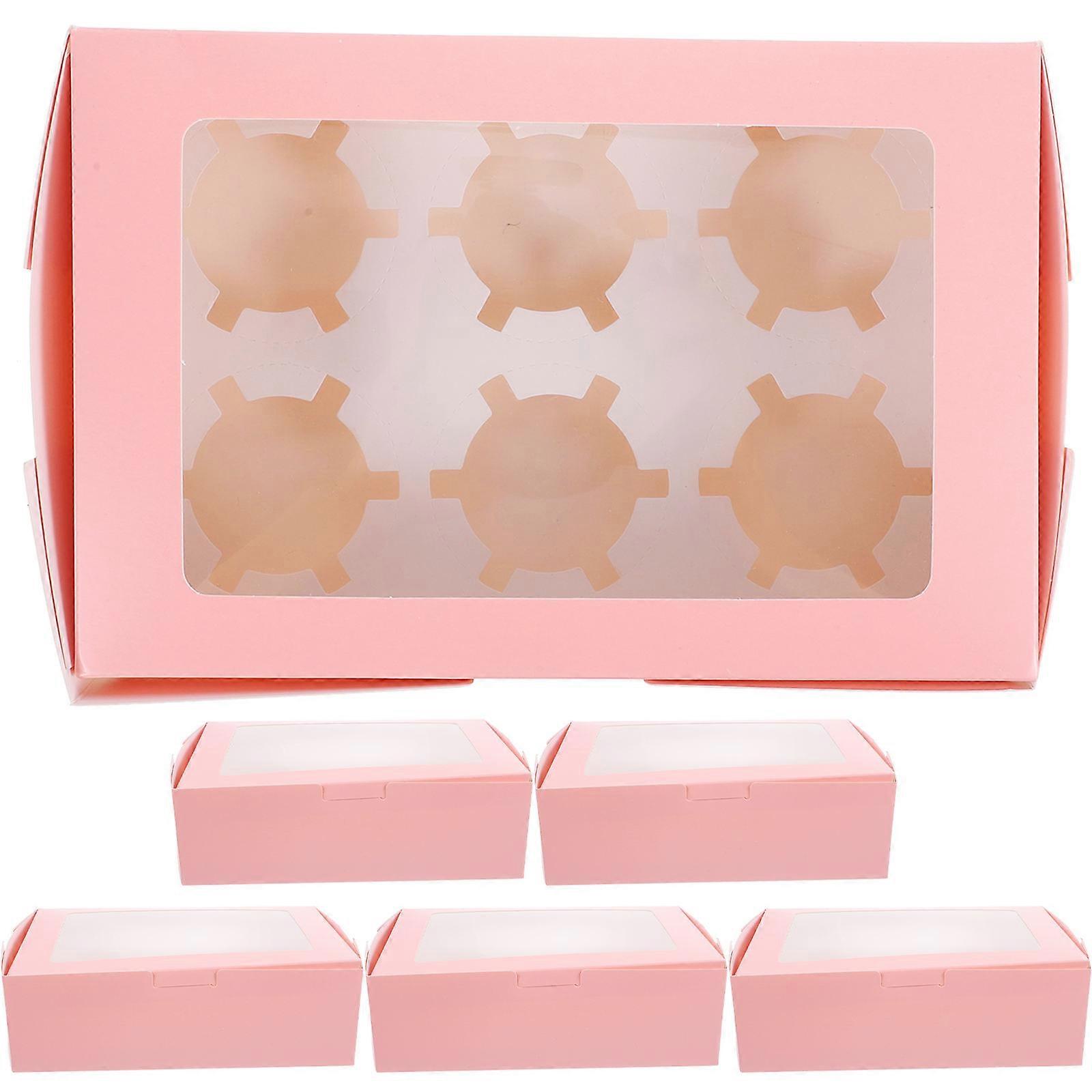 Cake Boxes Decorative Festival Pink Rectangular Home Bakers 6Pcs