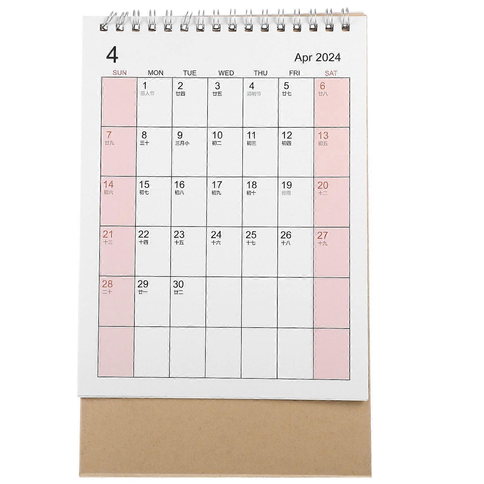 Calendar Desk Small Desk Calendar 2024 Simple Business Style Home Decoration 23.8x15cm Note-taking 1Pack