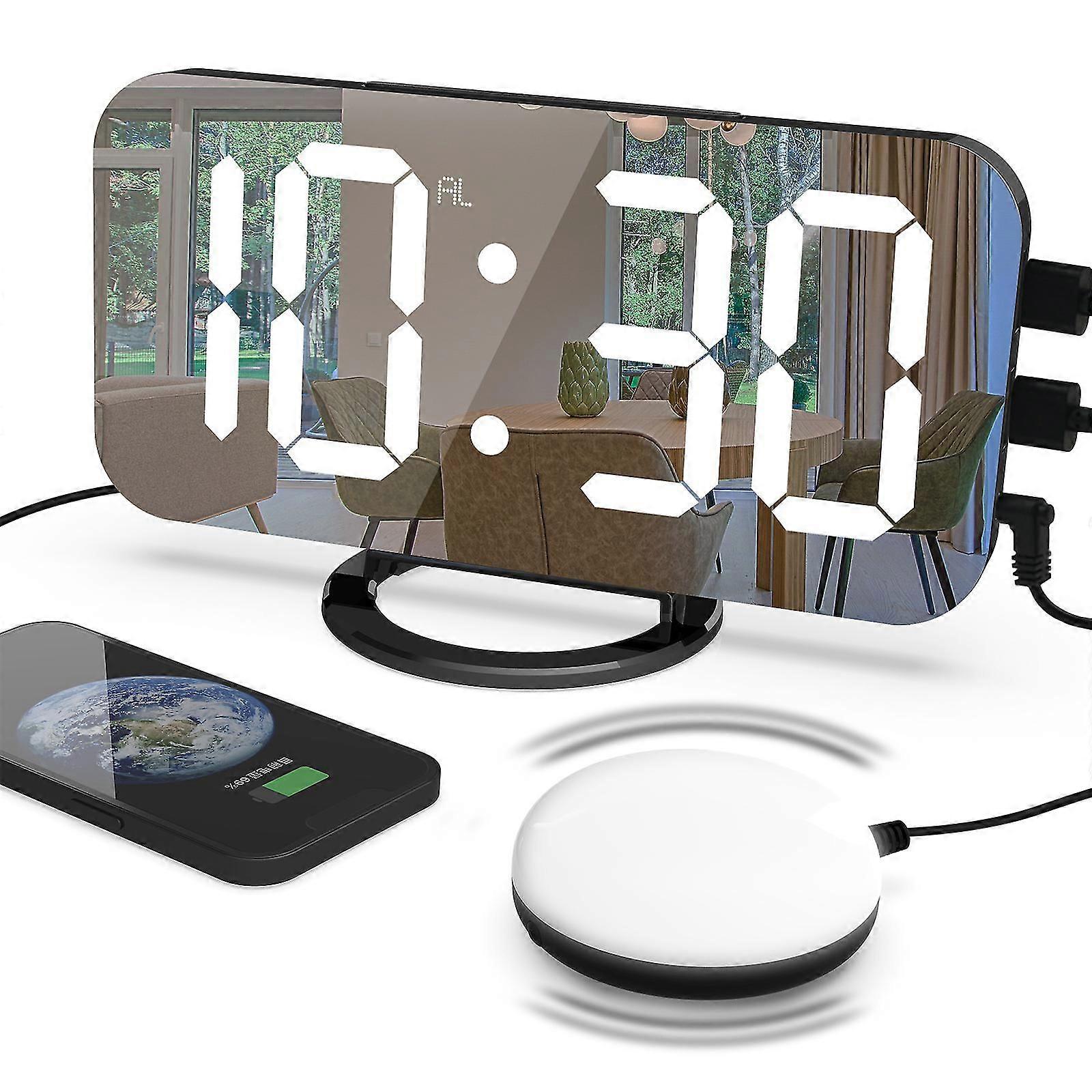 Loud Alarm Clock With Bed Shaker For Heavy Sleeper,dual Vibrating Alarm Clock With Usb Charger For Hearing-impaired Deaf