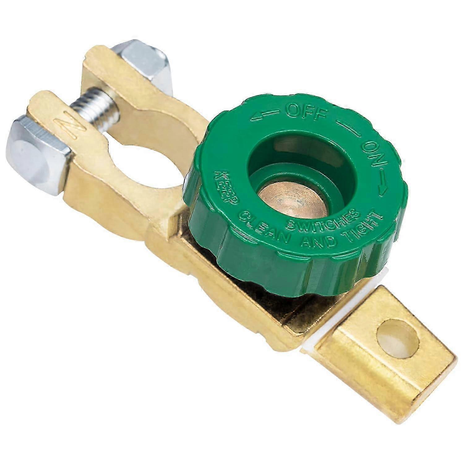 12V Car Battery Disconnect Switch with Green Button - Circuit Breaker for Auto Battery Cut Off & Connector