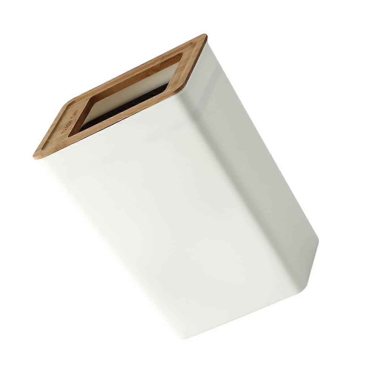 Wooden Waste Bin for Wood Waste, White Container with Ring Lid