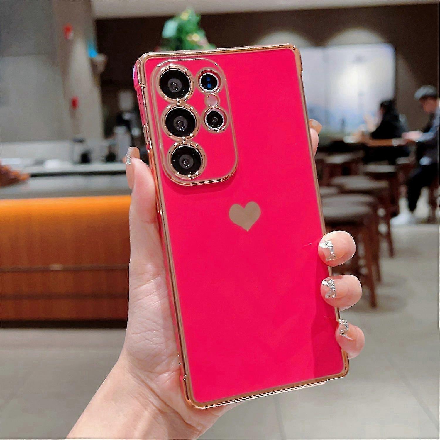 TPU Phone Back Cover Electroplating Heart Pattern for Compatible Model - Rose