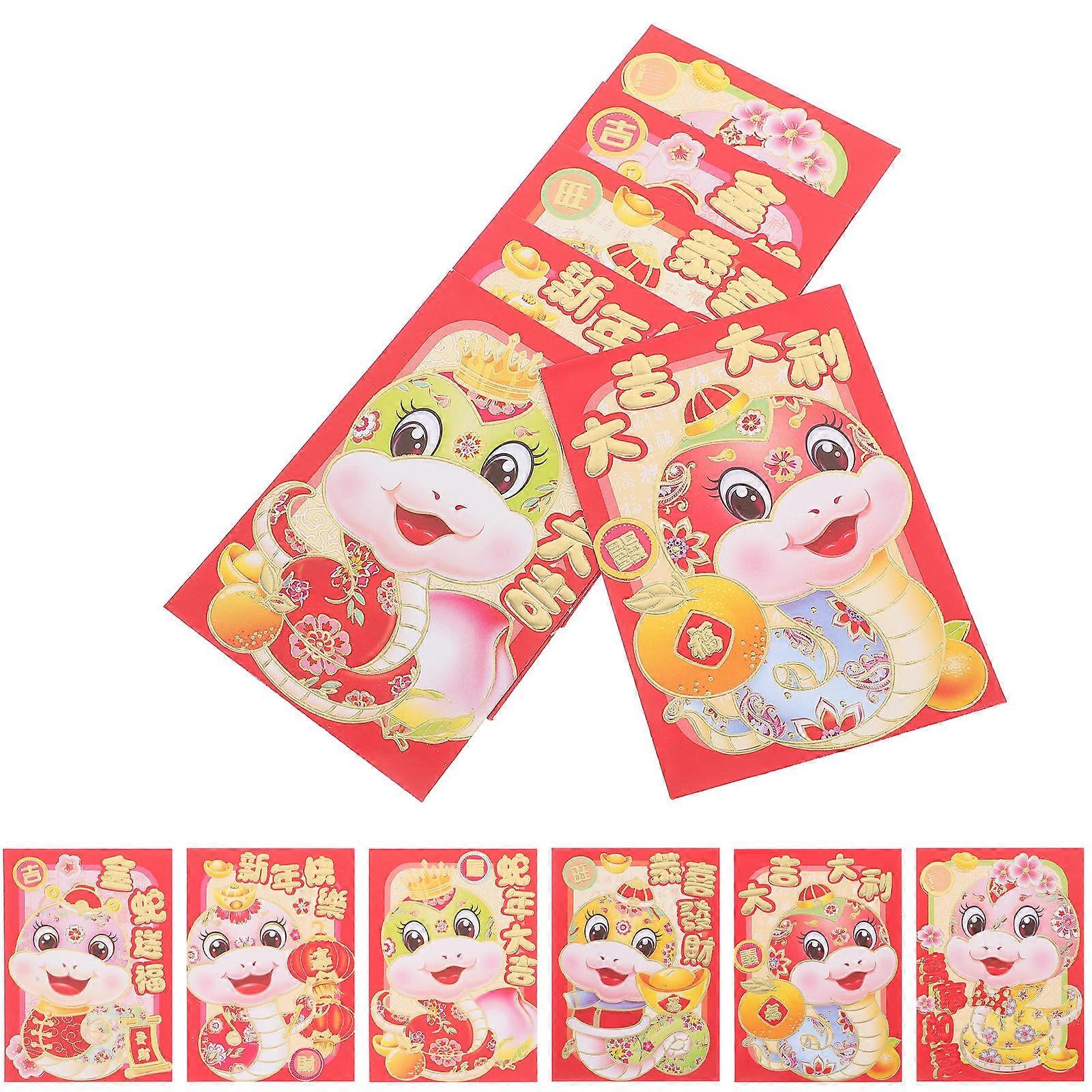 Chinese New Year Red Envelopes Year of the Snake Design For Spring Festival Blessings Sharing 36Pcs