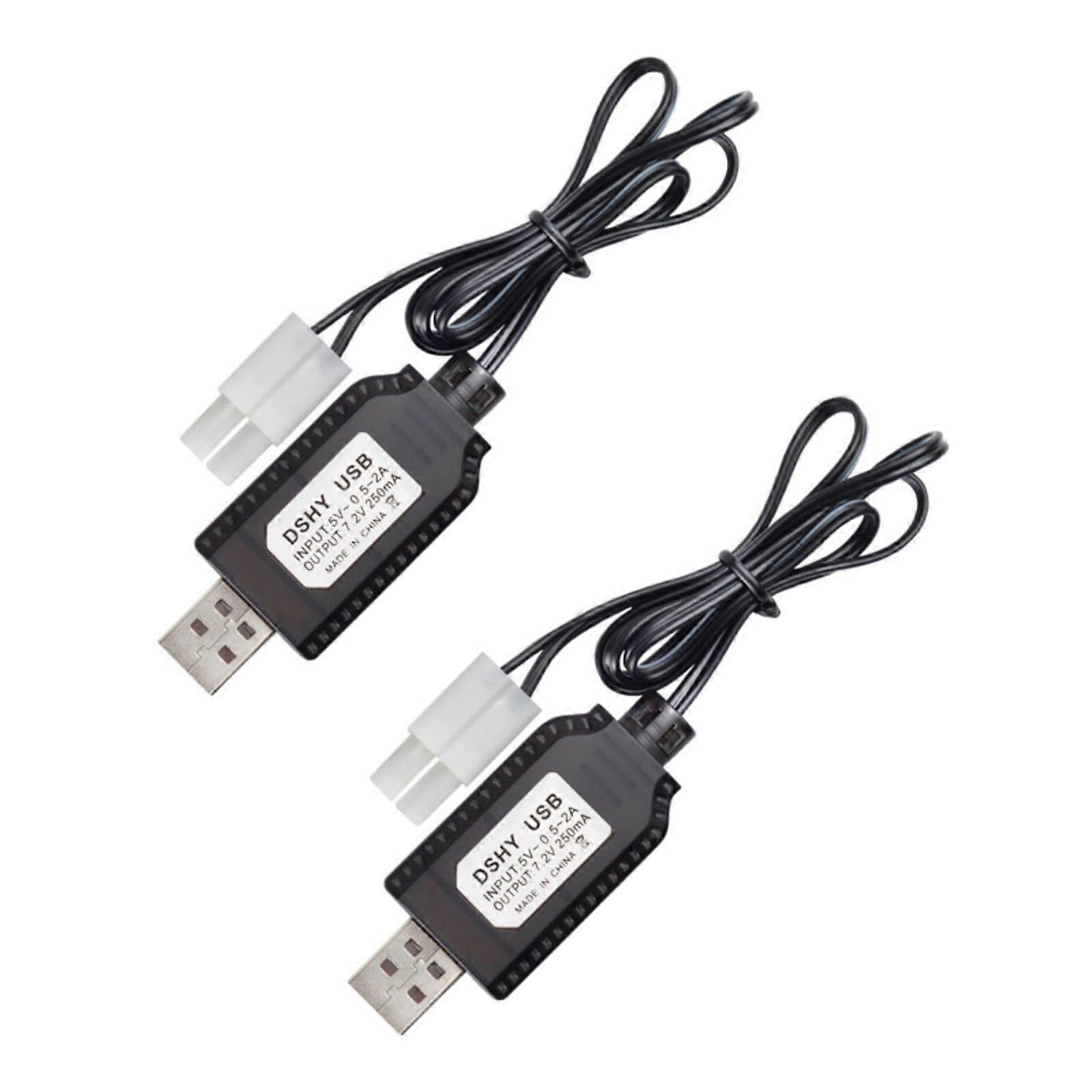 2 Pack 7.2 V USB Charging Cable with JSTS/SM2.0 2P Plug for 7.2 V NiCd NiMH Battery AA.