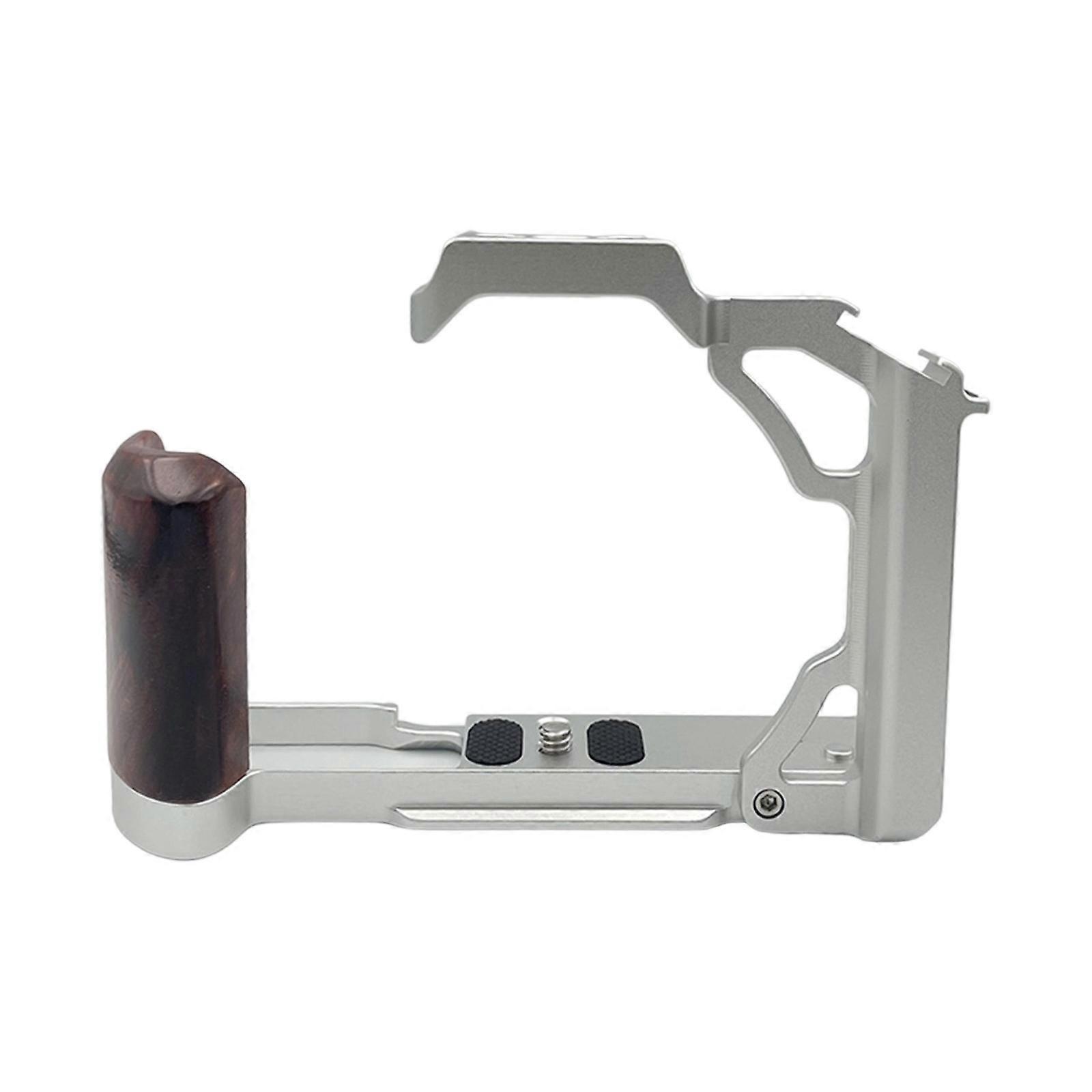Ergonomic Wood Handle Camera Cage Wood Handle For ZFC Featuring 1/4 3/8 Threads Holes And Protective Metal Frame silver