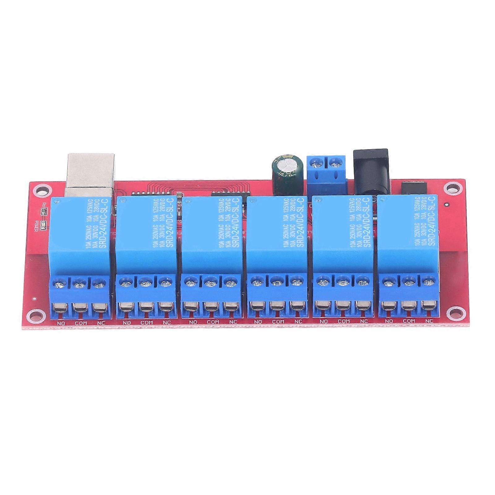 6 Channel USB Relay Module Modes Adjustable HID Drive Free USB Relay Board for Home Farm 24V 