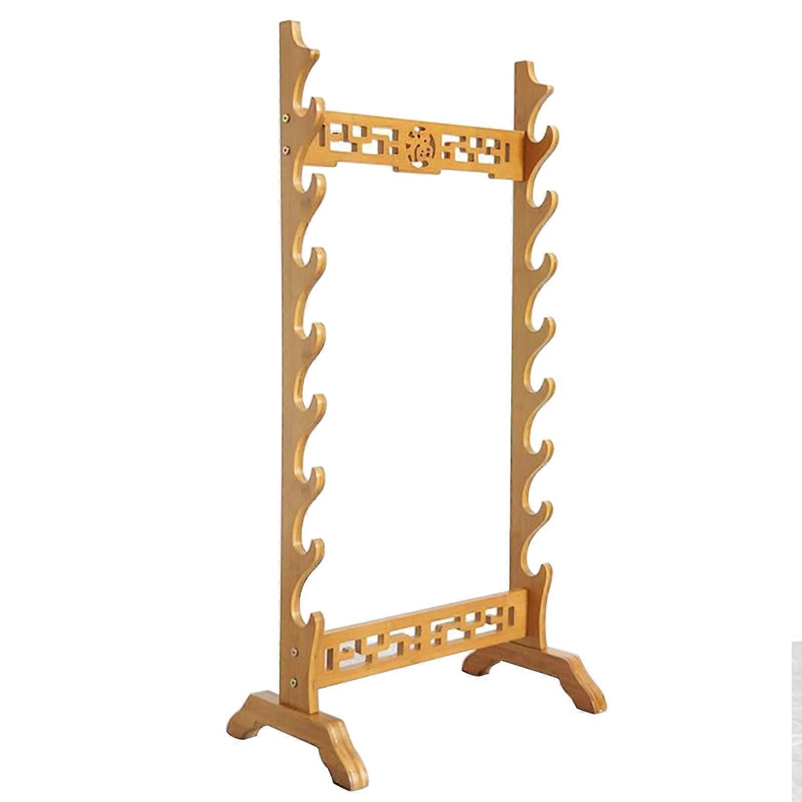 Sword Display Stand, 8-Tier Vertical Holder for Decorative Swords, Martial Arts Weapons, Floor-Standing, Light Brown Color