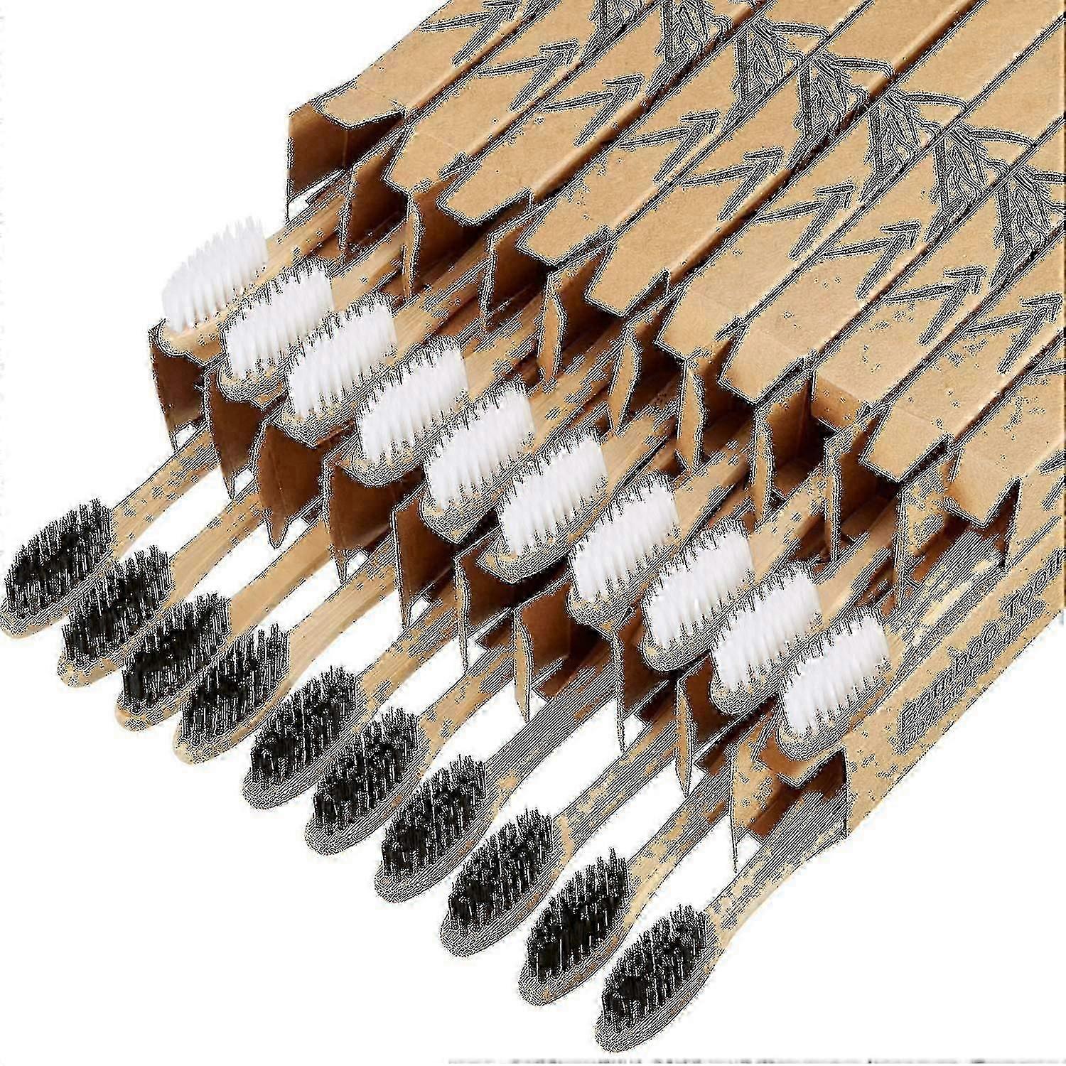 20 Pieces Eco-Friendly Bamboo Toothbrushes Reusable Charcoal Toothbrushes With BPA-Free Soft Bristles