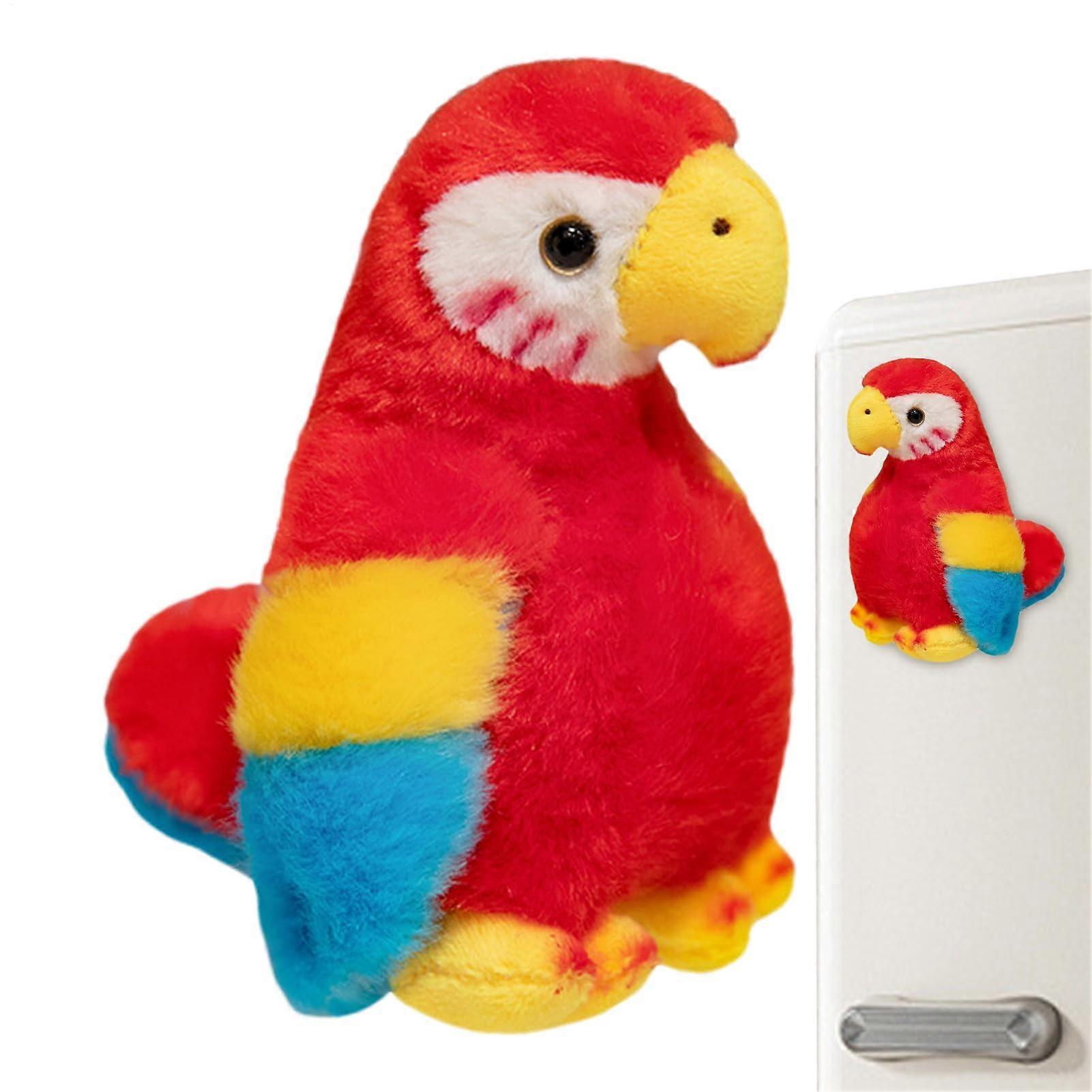 Shoulder Stand Parrot Puppet, Doll Magnetic Clasp, Stuffed Plush Parrot Bird Red