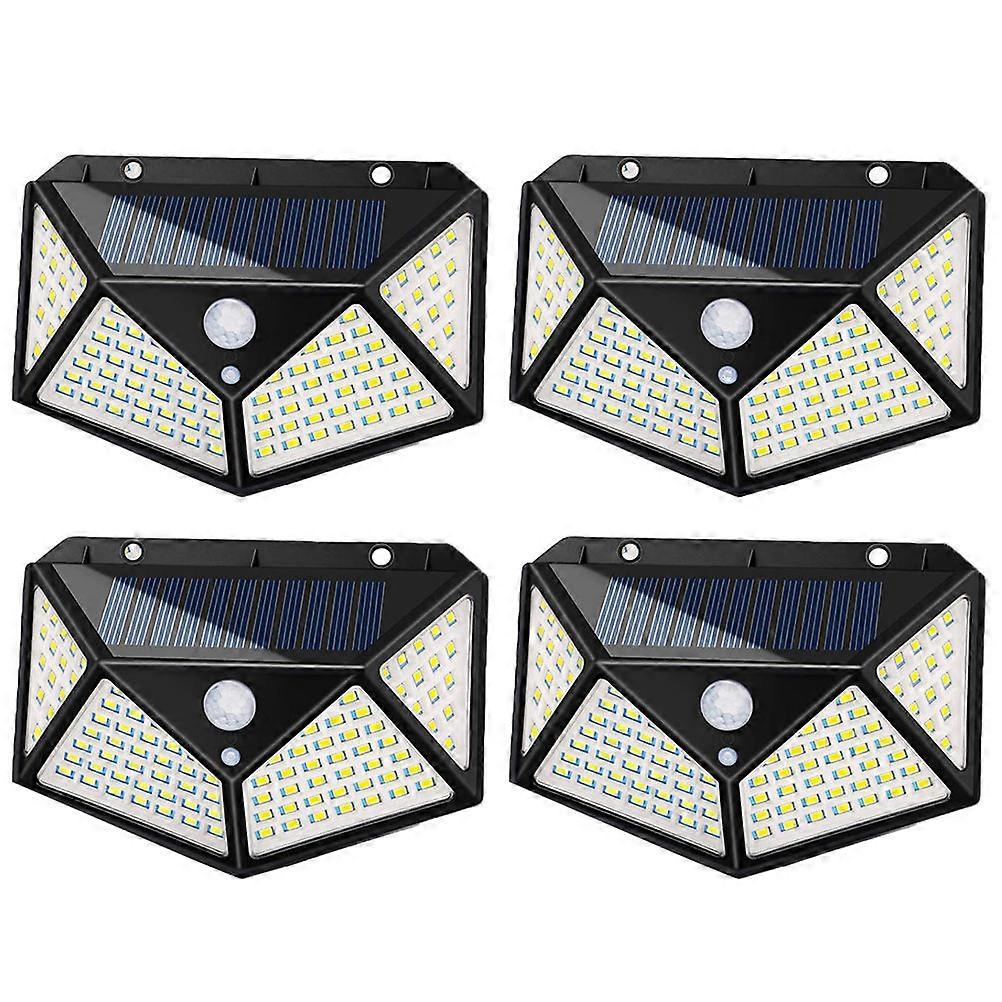 Solar Led Light Wall Mounted Square Design Solar Sensor Lamp For Outdoor Use Black 13X9.5X5cm Sensing 4Pcs