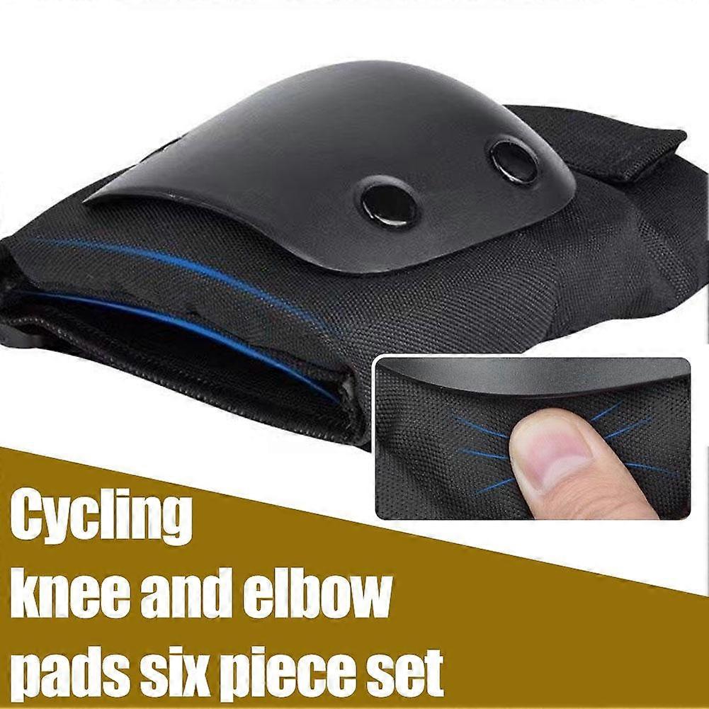 Black (A) M$ Cycling knee and elbow pads six-piece set plastic PP shell protective gear multi-purpose knee and foot protection outdoor elbow