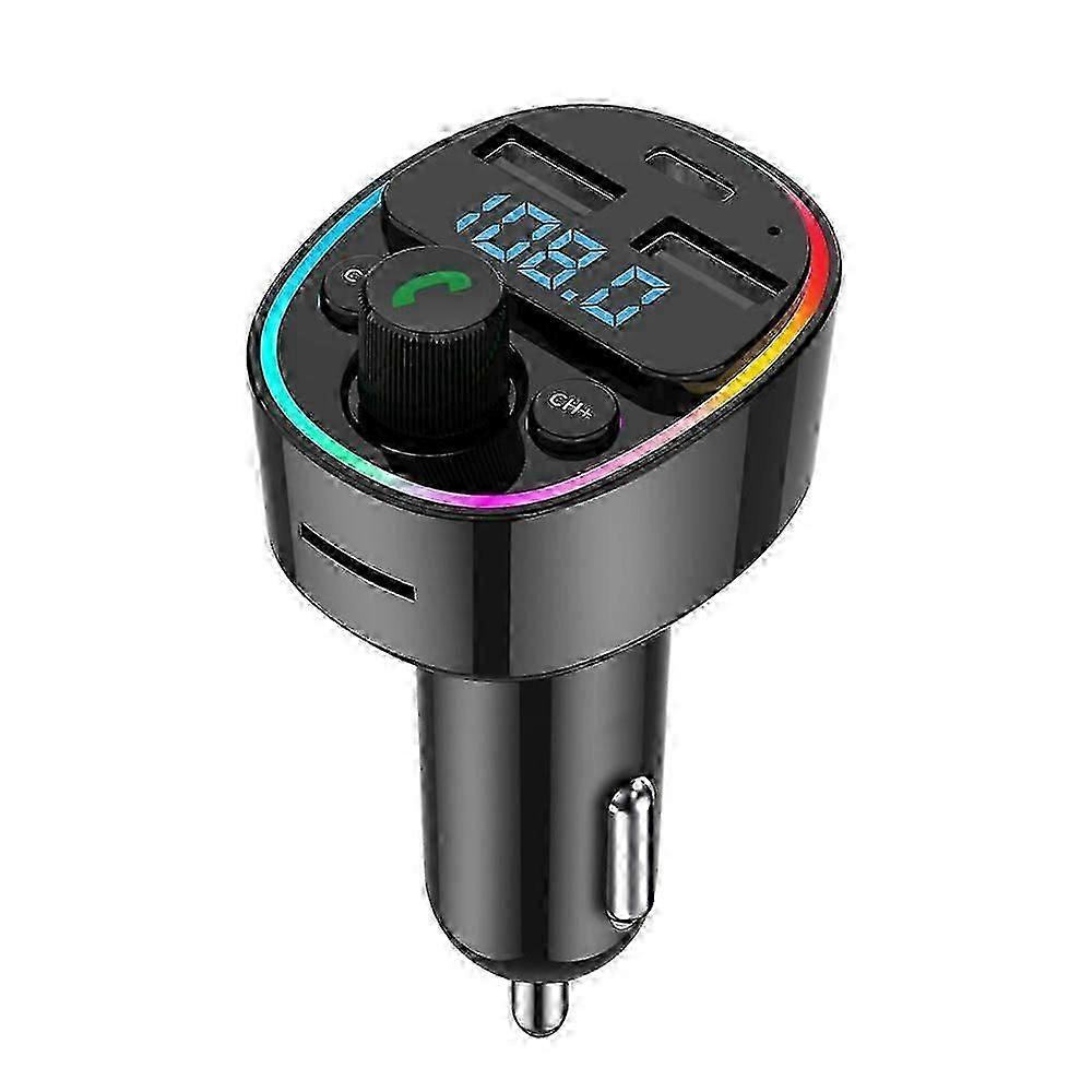 G67 Car MP3 Player Bluetooth Handsfree Call USB Card Lighter Car FM FM Transmitter Knob with Atmosphere Light-Good