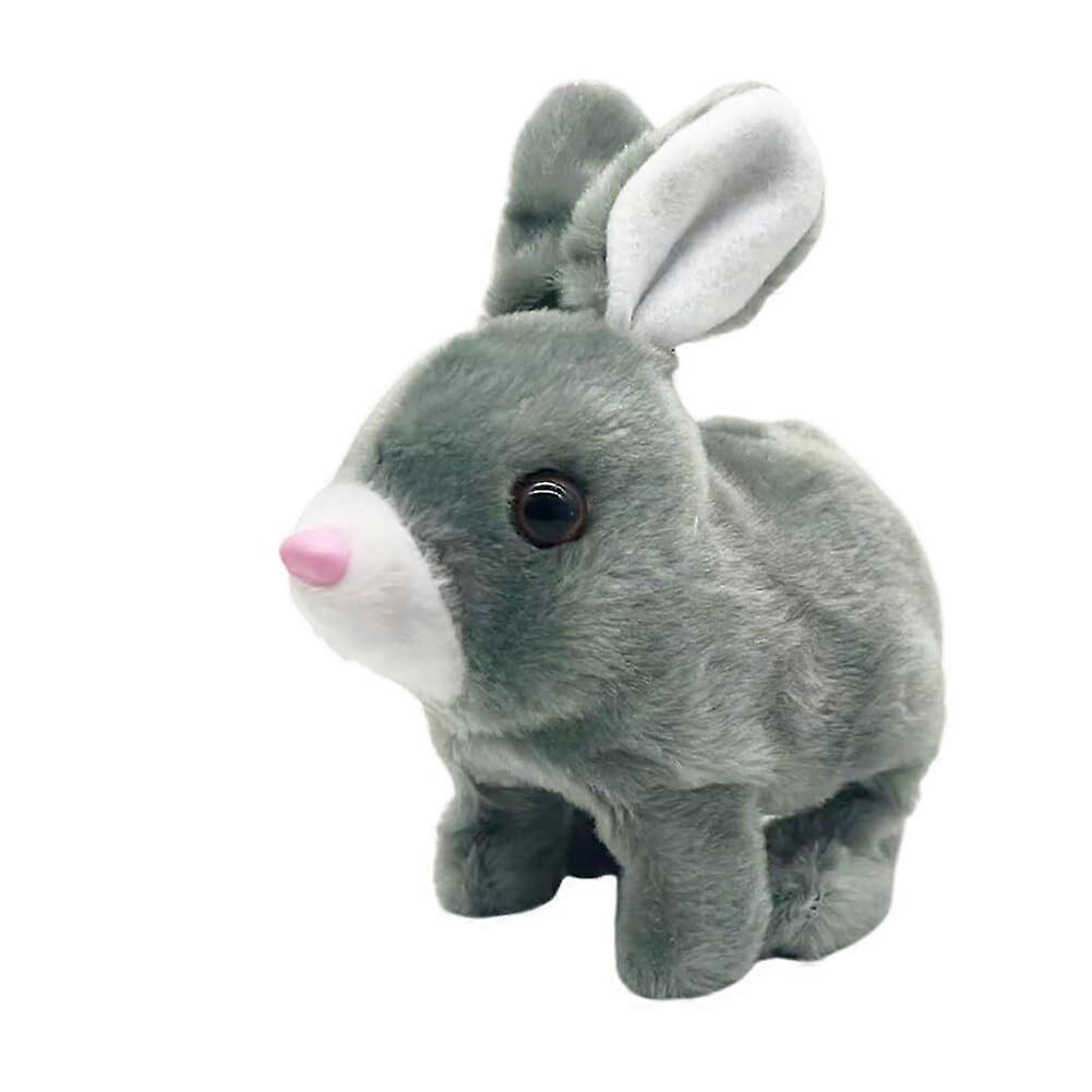 Plush Rabbit Toy with Sound, Walking, Wiggling Ears, Gift for Kids Gray