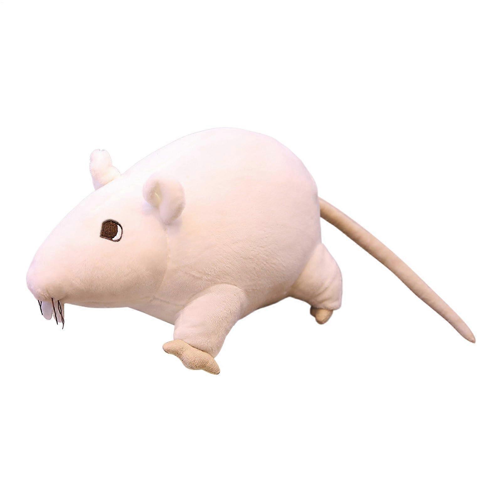 Rat Stuffed Animal - Soft Realistic Plush Toy Mice for Indoor Cats - Small White Fake Cat Toy for Pranks and Parties