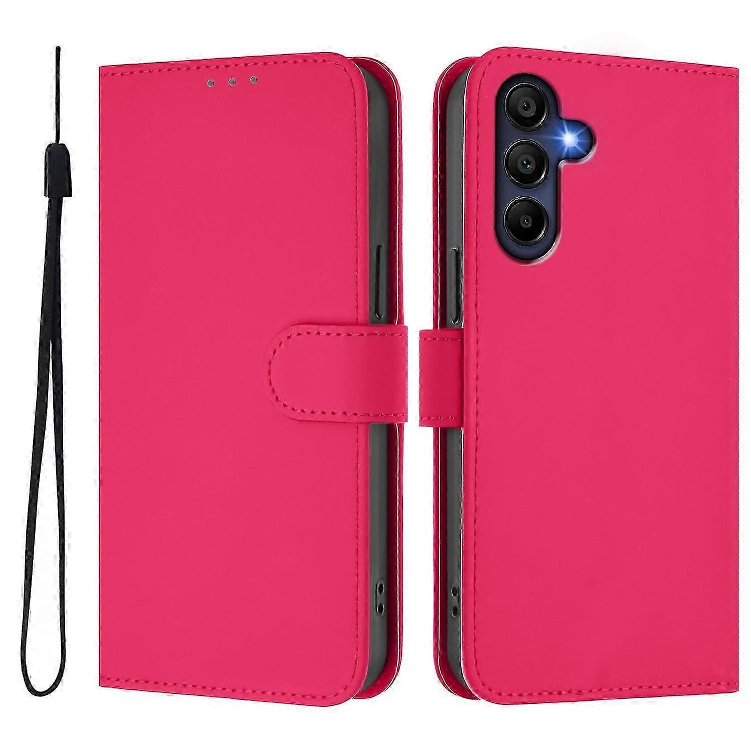 For Samsung Galaxy A26 5g Case Solid Color Wallet Leather Phone Cover With Strap