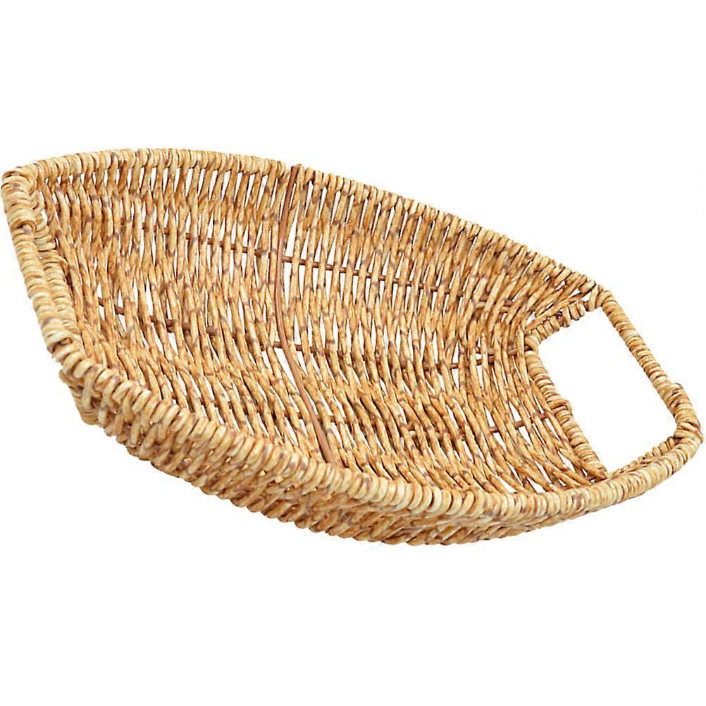 Handmade Basket Decorative Storage Holder PP Material Light Brown 23.50X16.50X5.00CM Pet Toys Storage 1Set