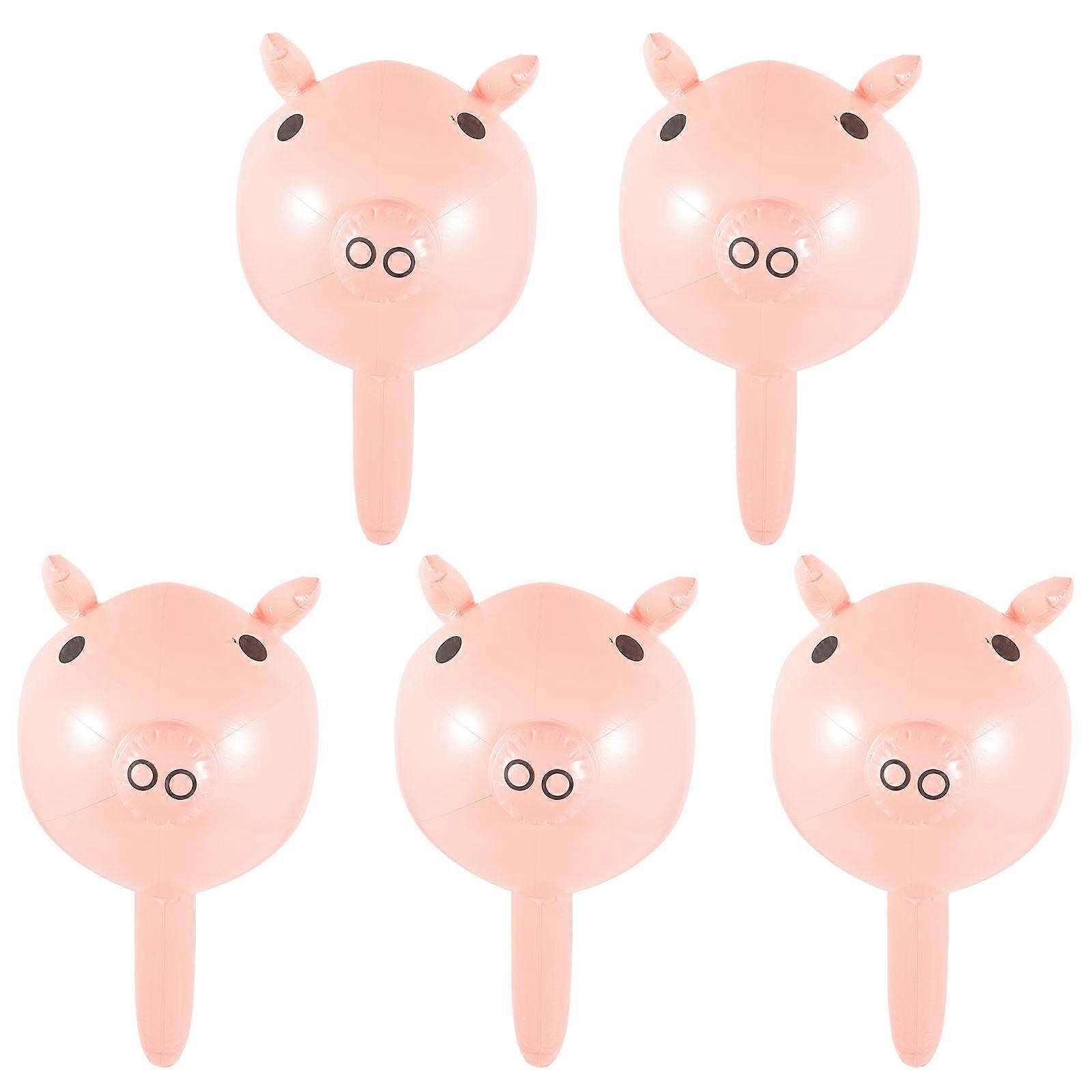 5pcs Inflatable Pig Hammer PVC Party Props Lightweight Safe Game Sticks Fun Outdoor Activities Random Color