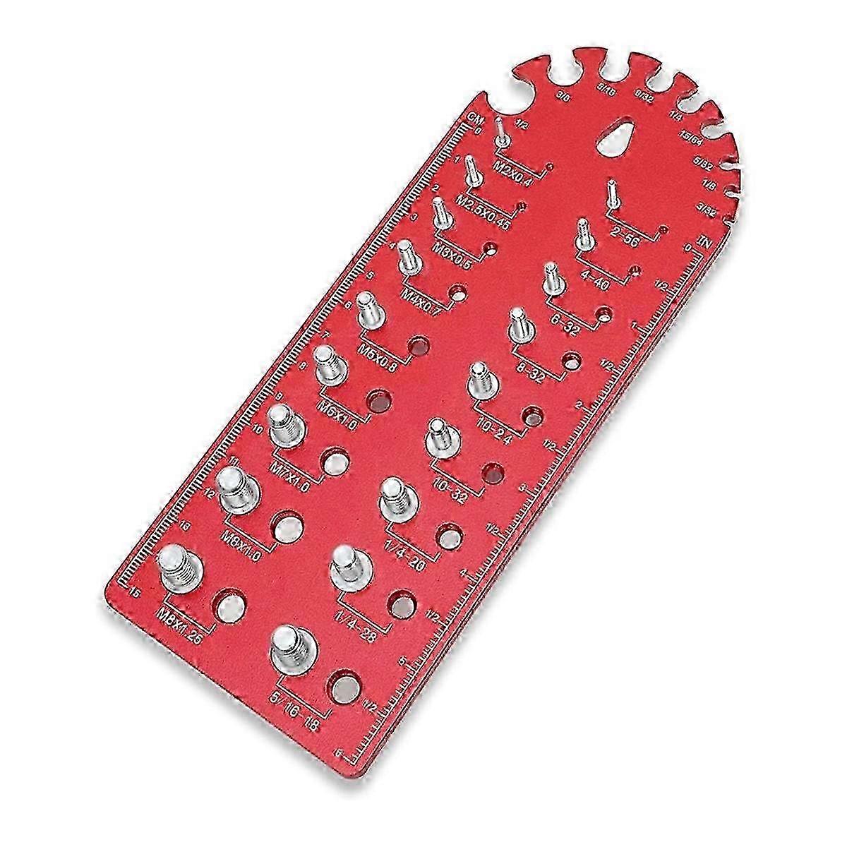 Portable Nut and Bolt Fine Thread Nut and Bolt Size Gauge, Versatile Thread Chaser Set ,Red js