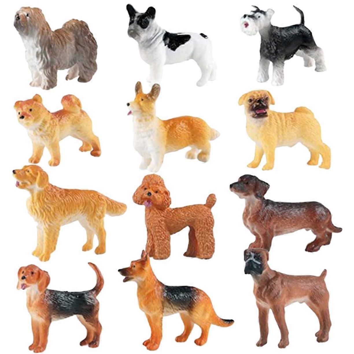 12Piece Set Realistic Mini Puppy Figurines – Cognitive Dog Models as Table Decorations for Pet Lovers  Ideal as Gifts or for Collecting