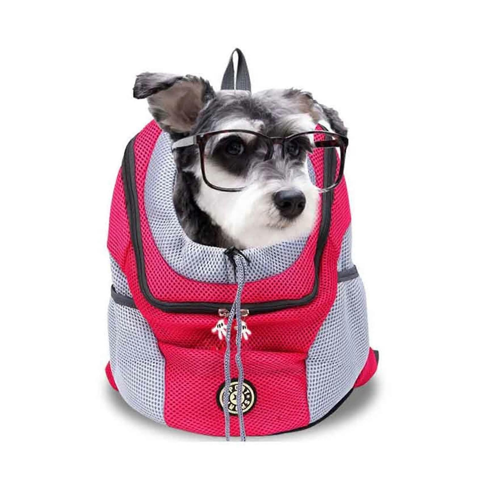 Portable Pet Bag, Adjustable Front Carrier for Cats and Dogs, Medium Size, Red, Durable Material, Comfortable Design