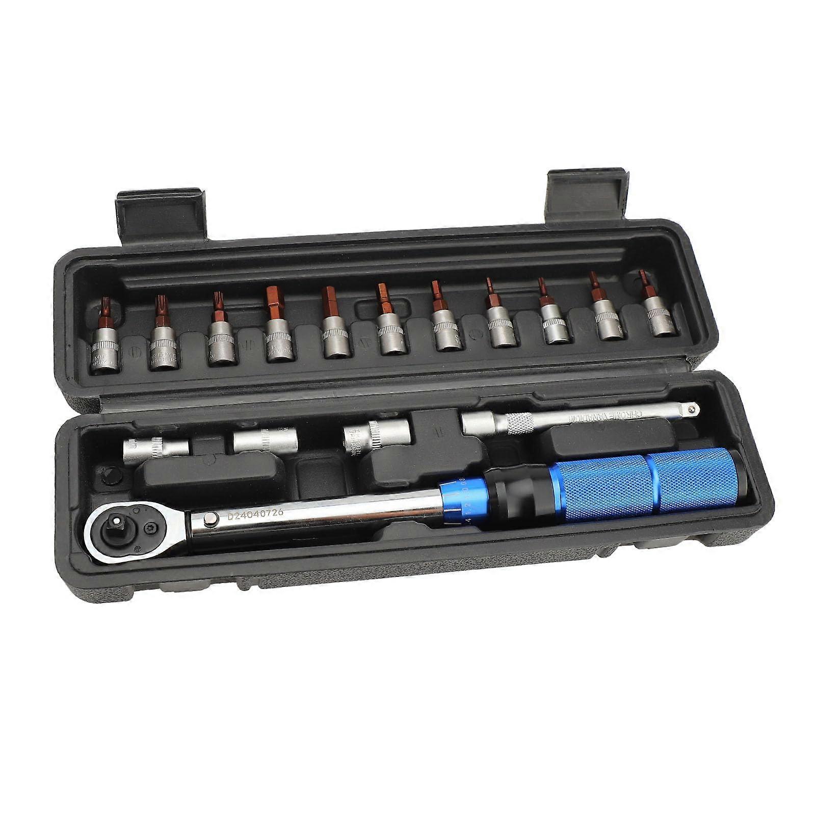 16piece torsion key set, adjustable tool set with 1/4' drive, precision CRV wrench with 2 to 24 Nm, ratchet wrench set with 72 teeth